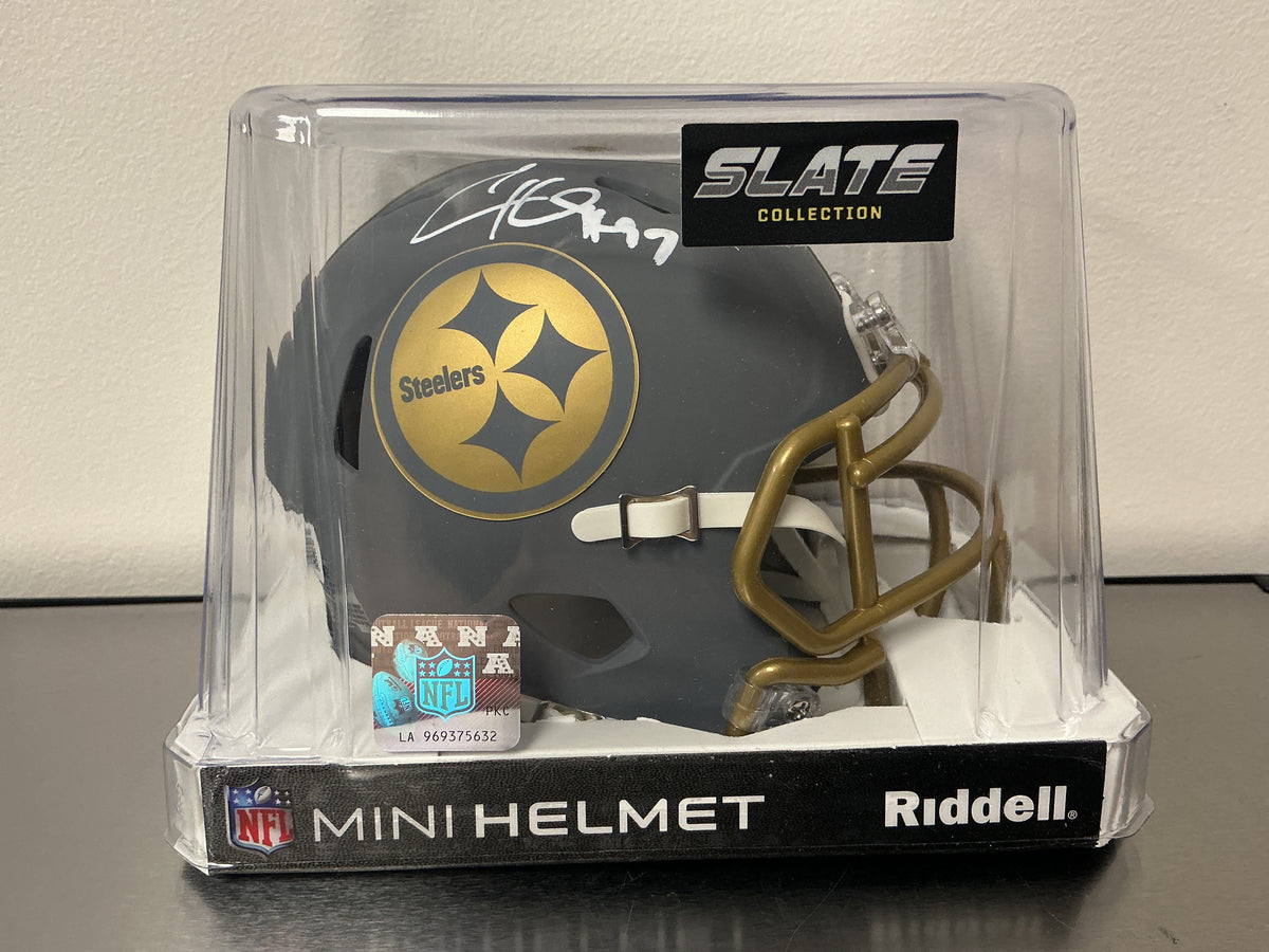 Cam Heyward Autographed Steelers Slate Mini Helmet (Beckett COA)