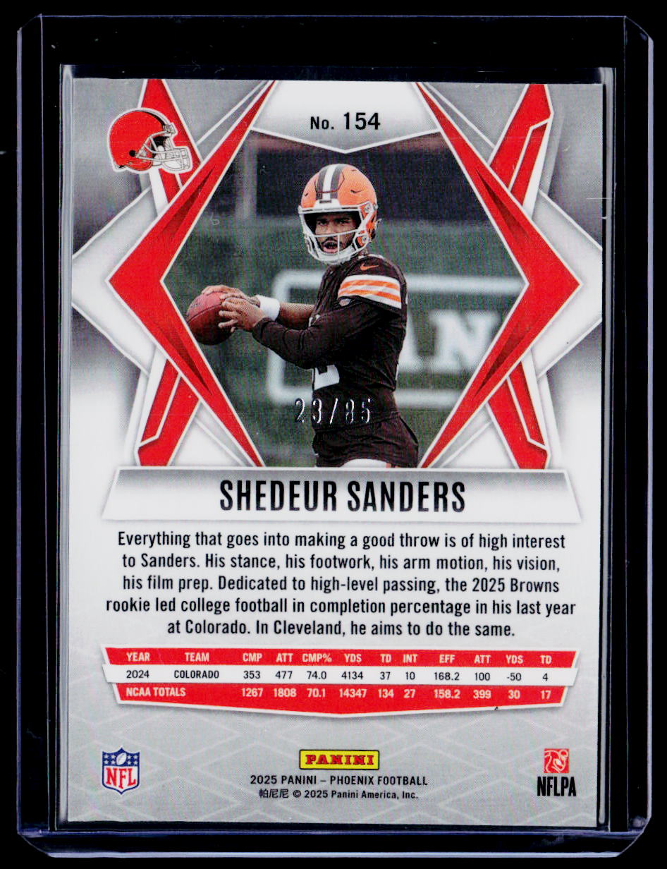 2025 Panini Phoenix #154 Shedeur Sanders Light Blue Mojo Prizm #/85