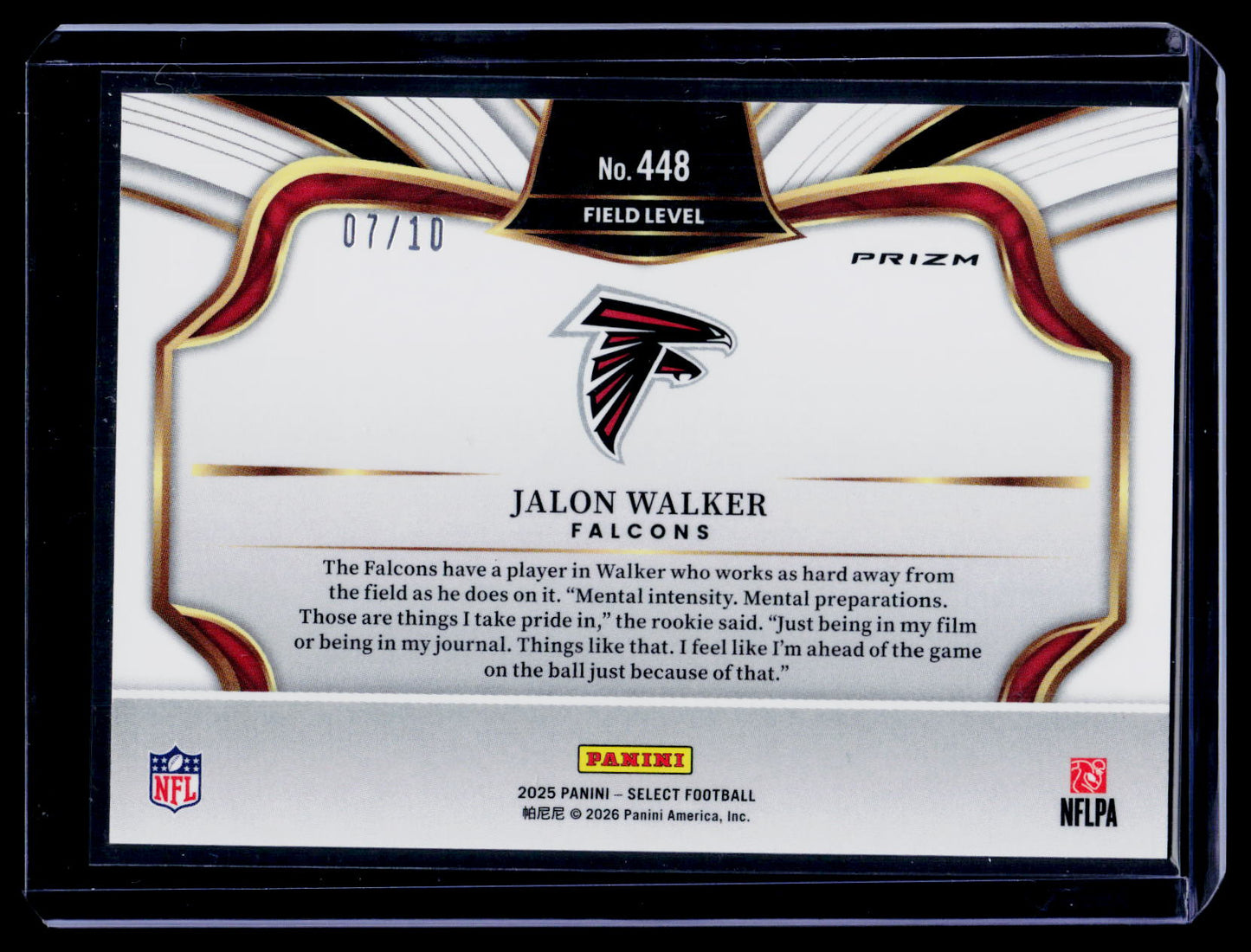 2025 Panini Select #448 Jalon Walker Gold Prizm #/10