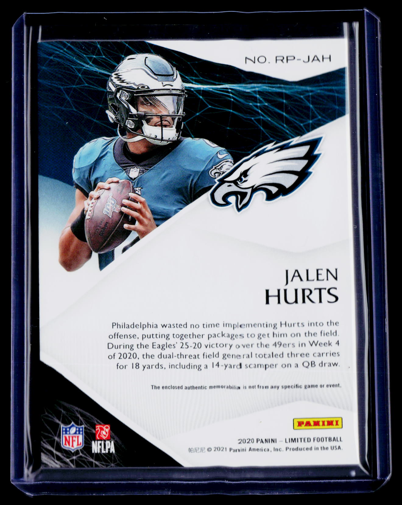 2020 Panini Limited #RP-JAH Jalen Hurts Rookie Phenoms Gold Spotlight #/25