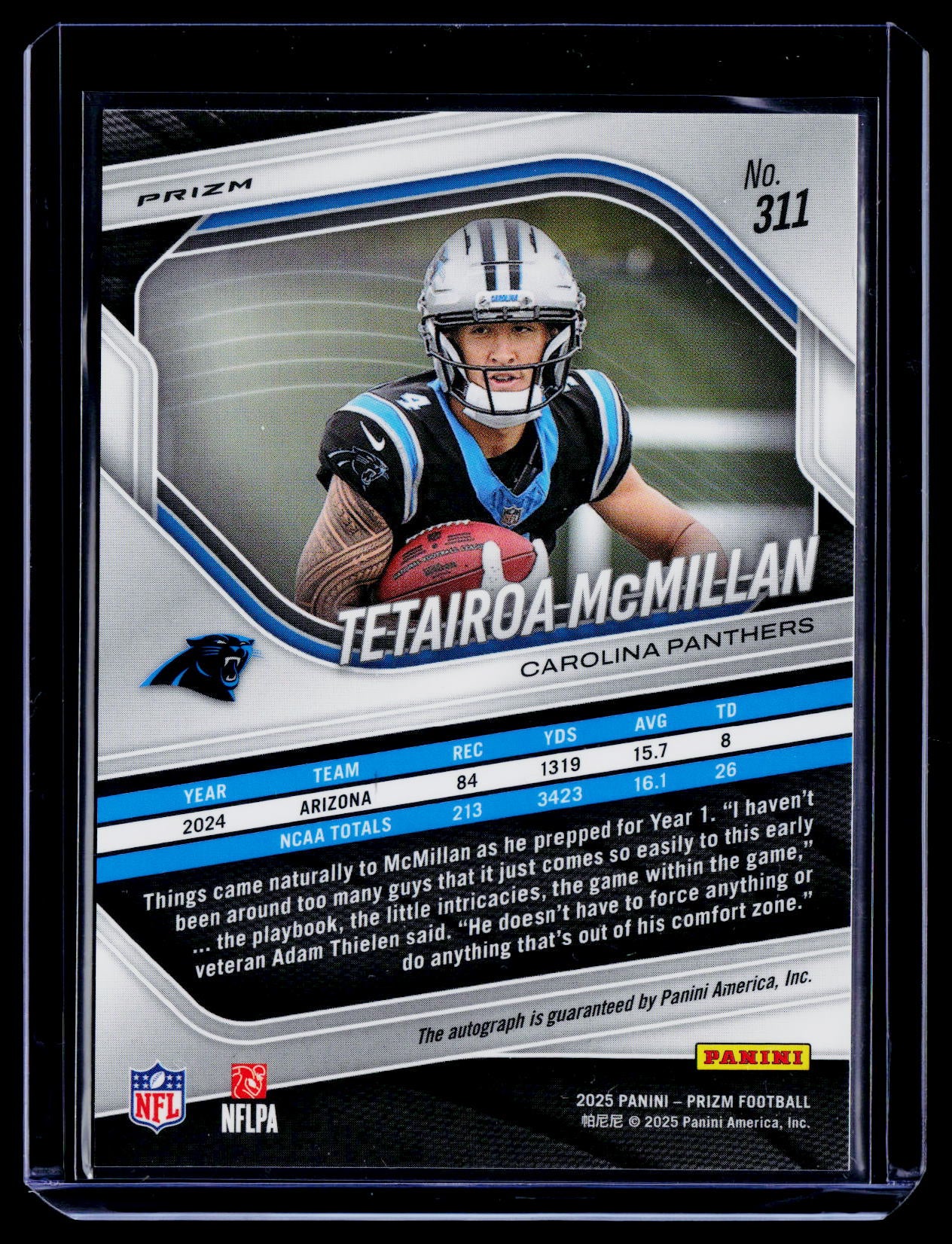 2025 Panini Prizm #311 Tetairoa McMillan Prizm Autographs Silver