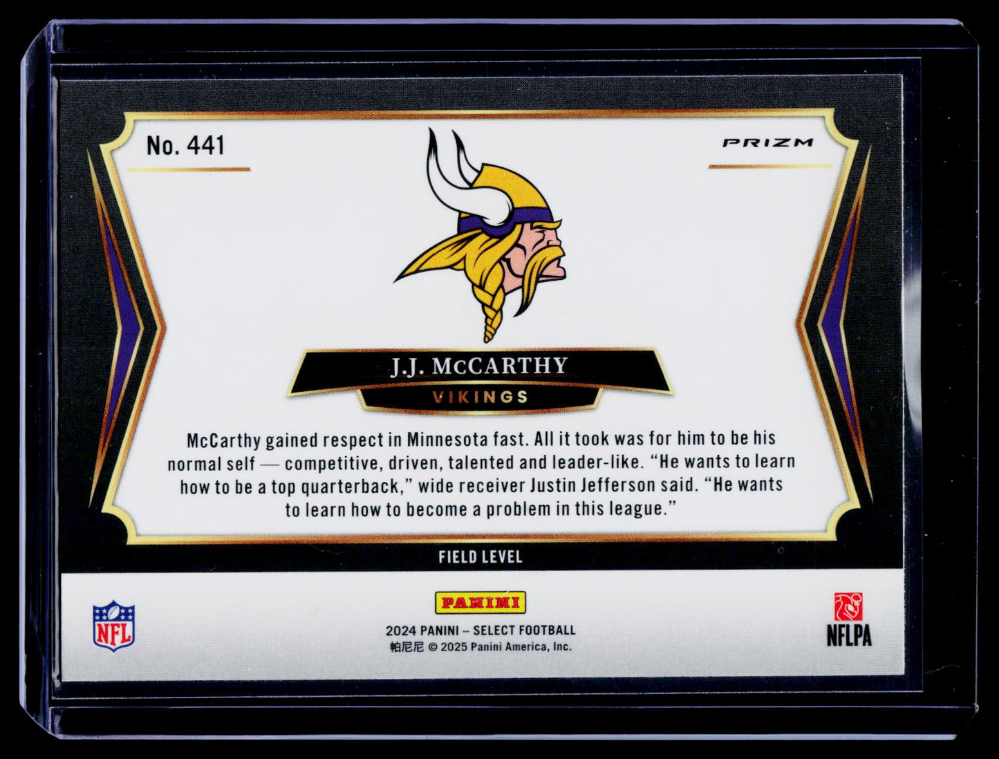 2024 Panini Select #441 J.J. McCarthy White Sparkle Prizm