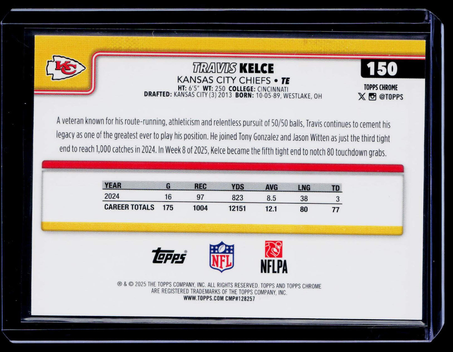 2025 Topps Chrome #150 Travis Kelce Orange Refractor #/25