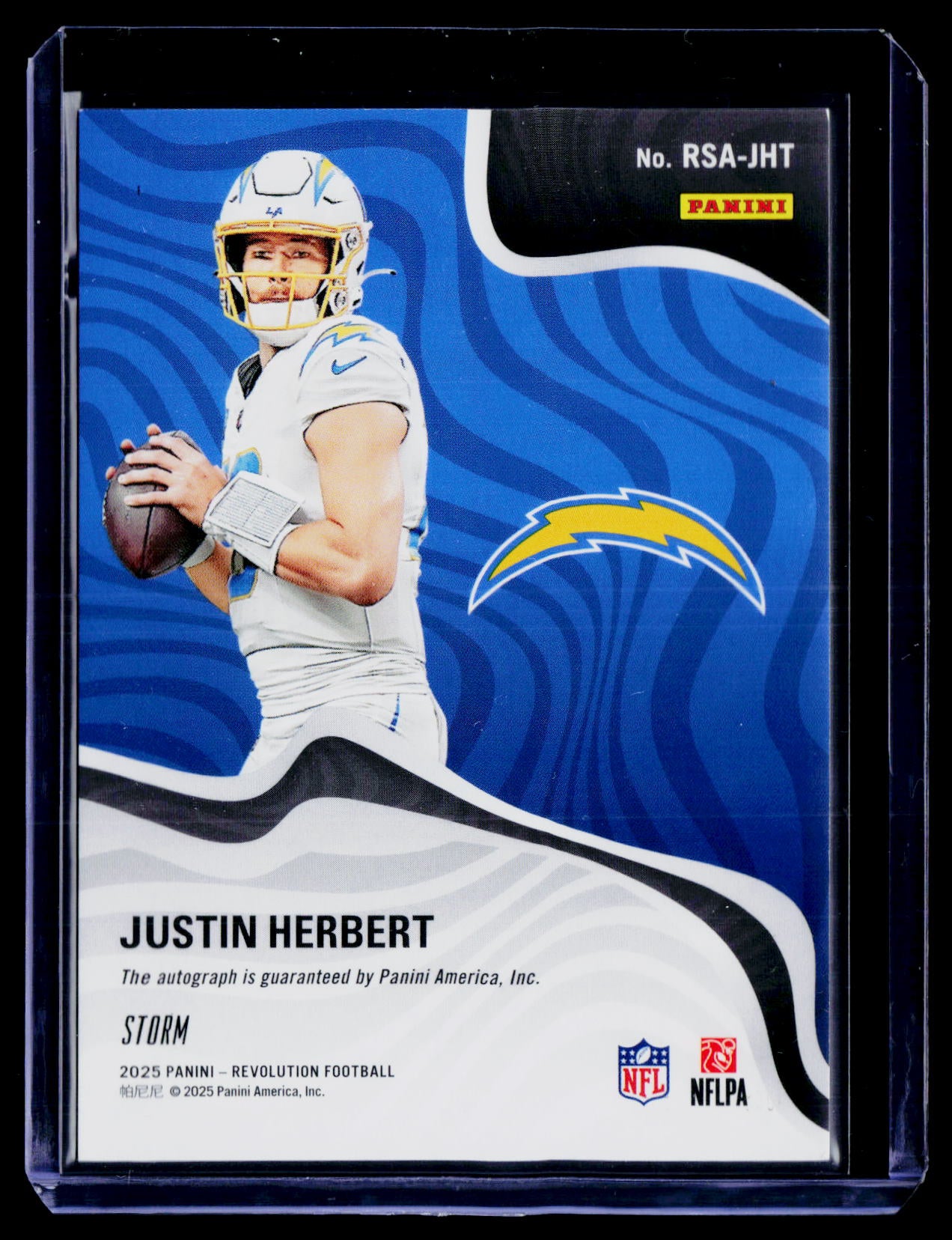 2025 Panini Revolution #RSA-JHT Justin Herbert Revolution Signatures Storm