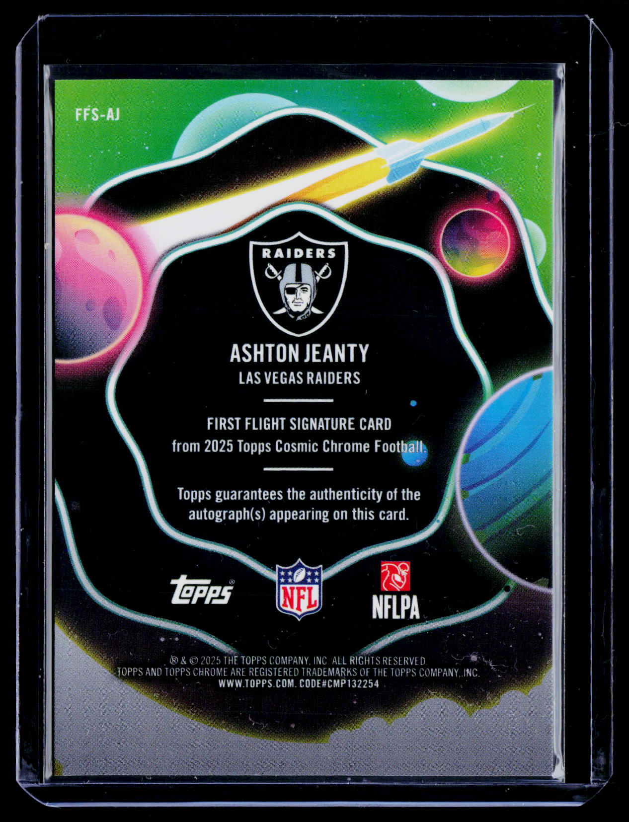 2025 Topps Chrome Cosmic Ashton Jeanty First Flight Auto Orange Galactic #/25