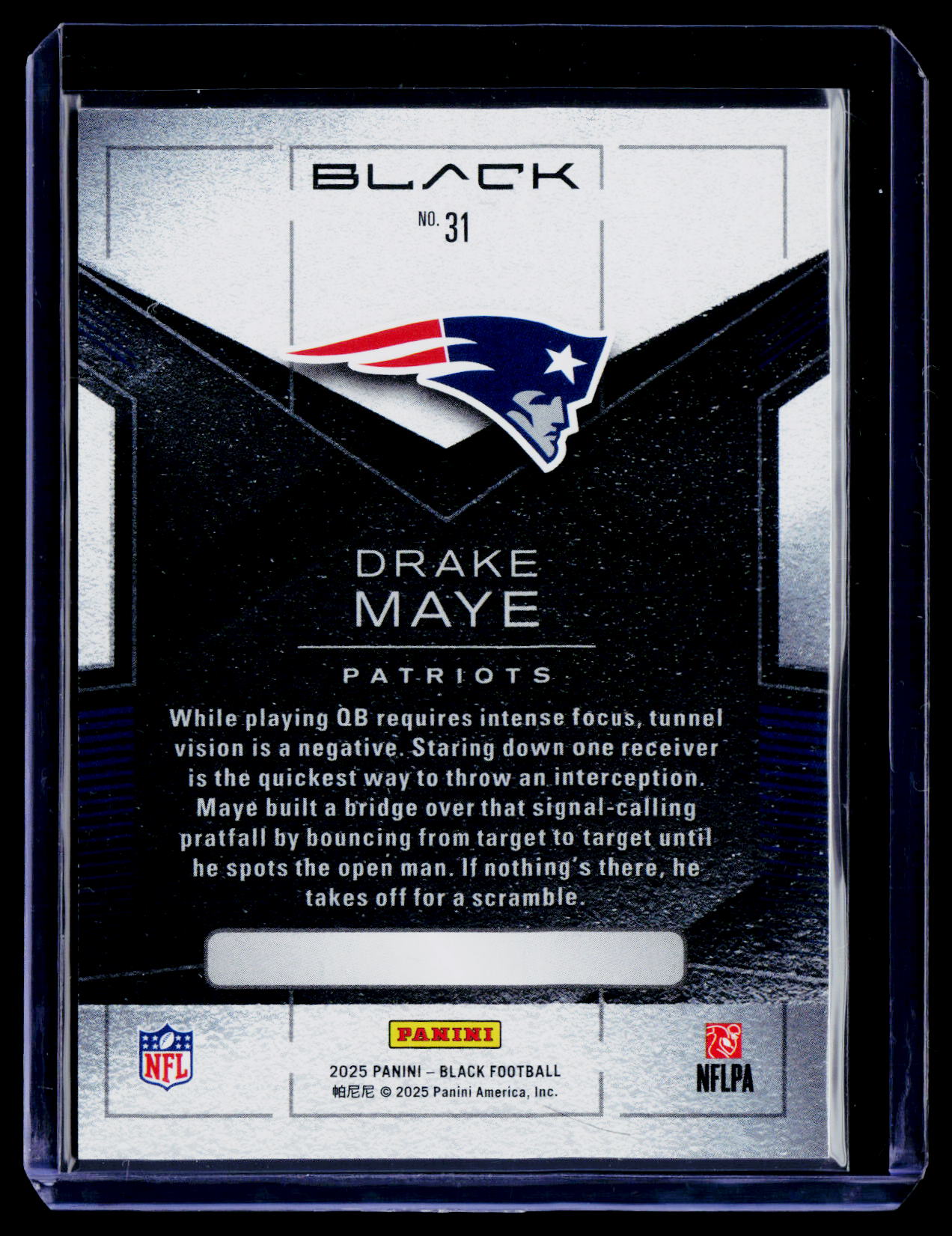 2025 Panini Black #31 Drake Maye
