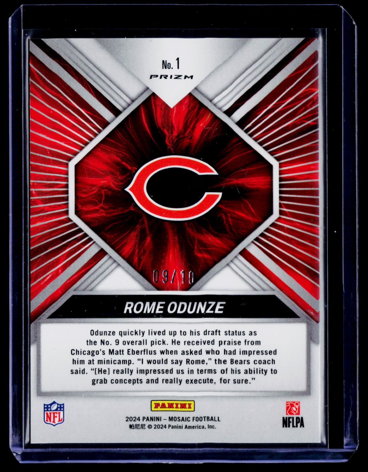 2024 Panini Mosaic #1 Rome Odunze Overdrive Mosaic Gold #/10