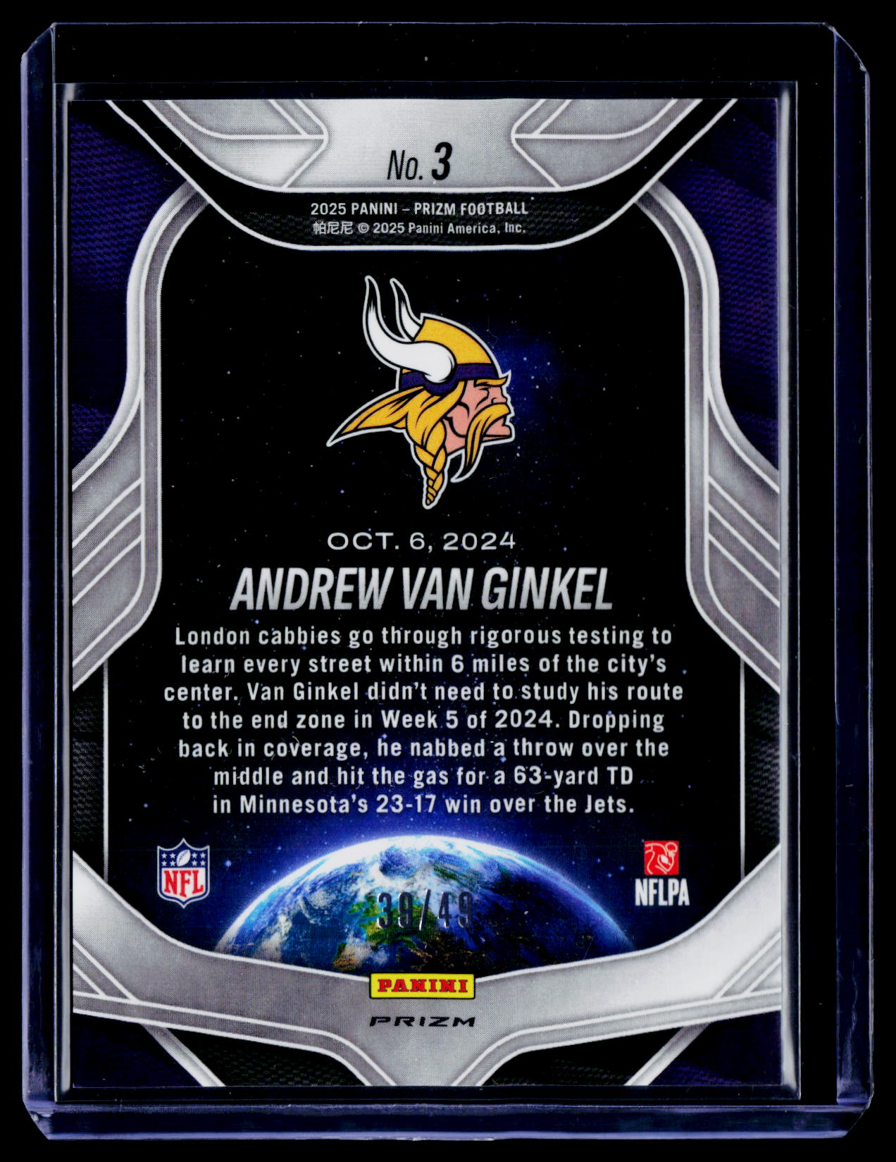 2025 Panini Prizm #3 Andrew Van Ginkel Global Reach Purple Power #/49