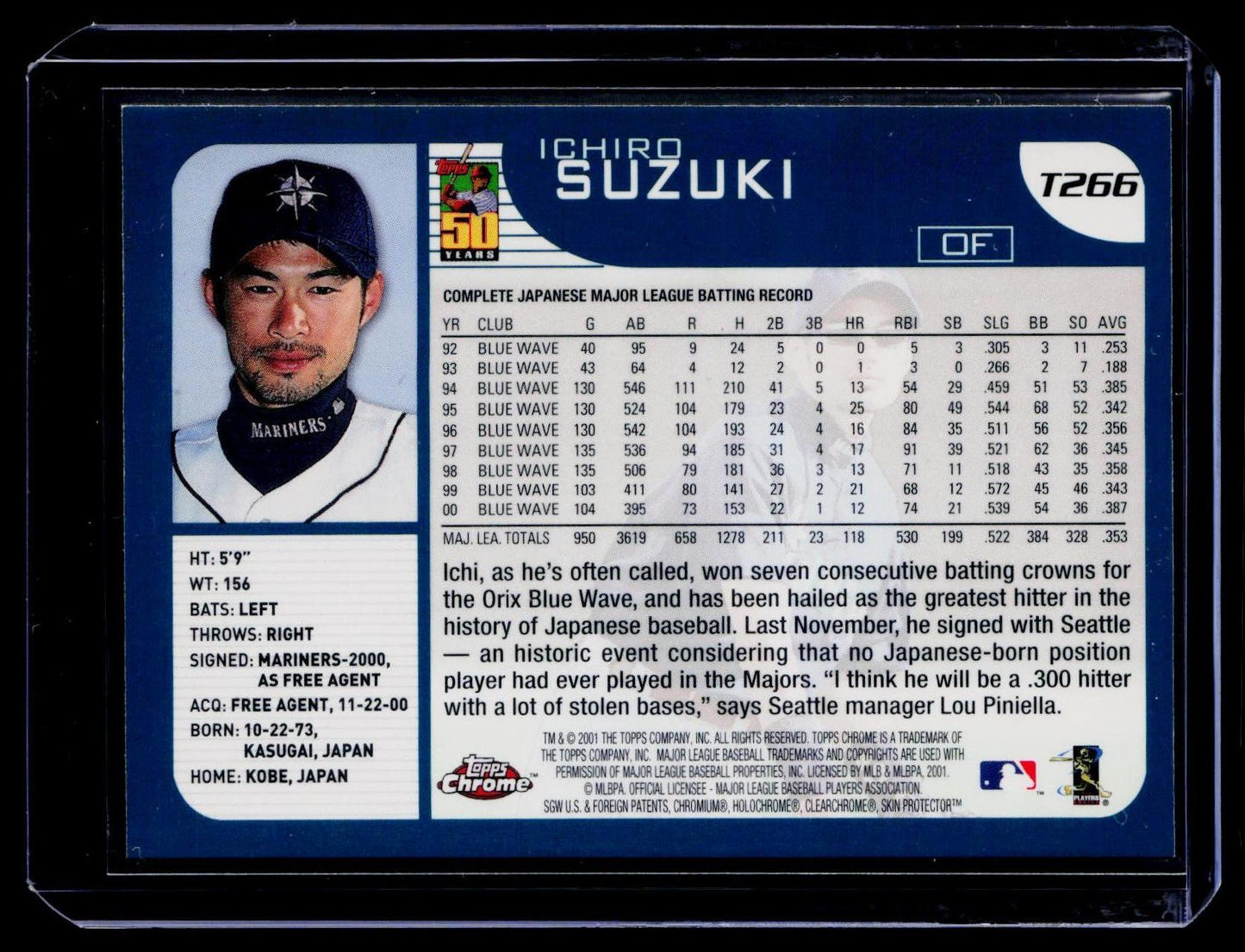 2001 Topps Traded & Rookies #T266 Ichiro Suzuki Chrome