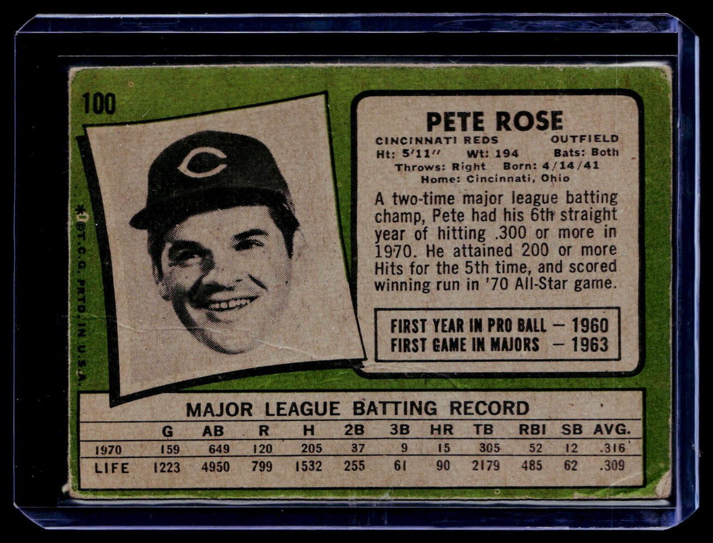 1971 Topps #100 Pete Rose