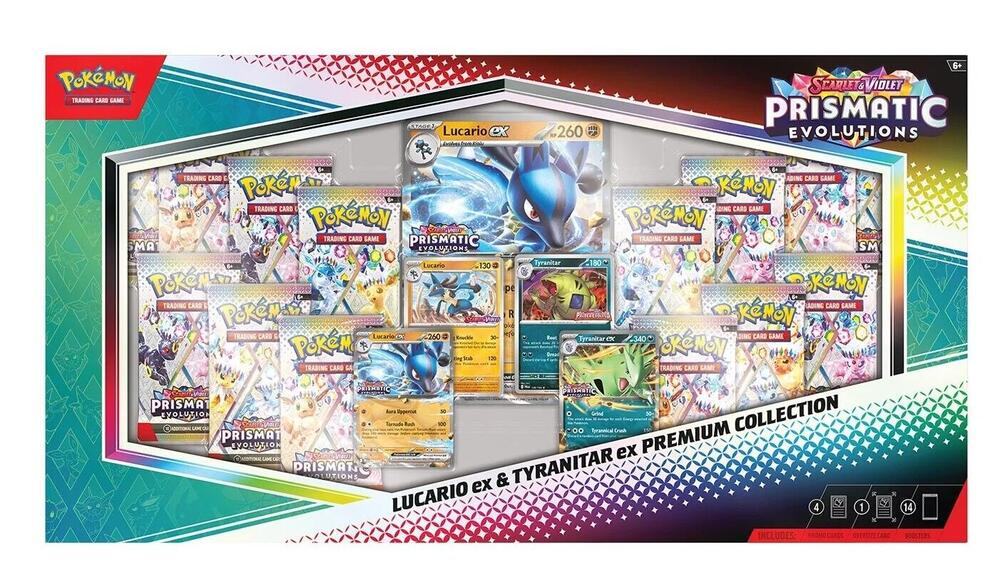 sam's. club pokemon cards Prismatic Evolutions Lucario ex & Tyranitar ex Premium Collection (Sam –  Murph's Trading Cards & Collectibles