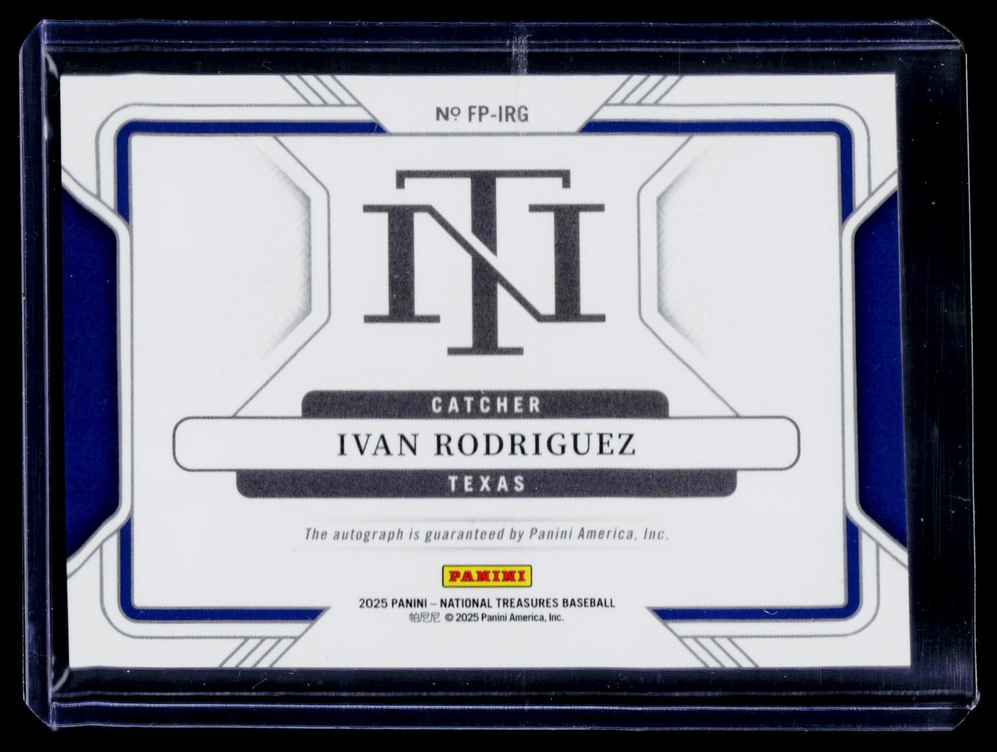 2025 Panini National Treasures #FP-IRZ Ivan Rodriguez Field Pass Autographs #/35