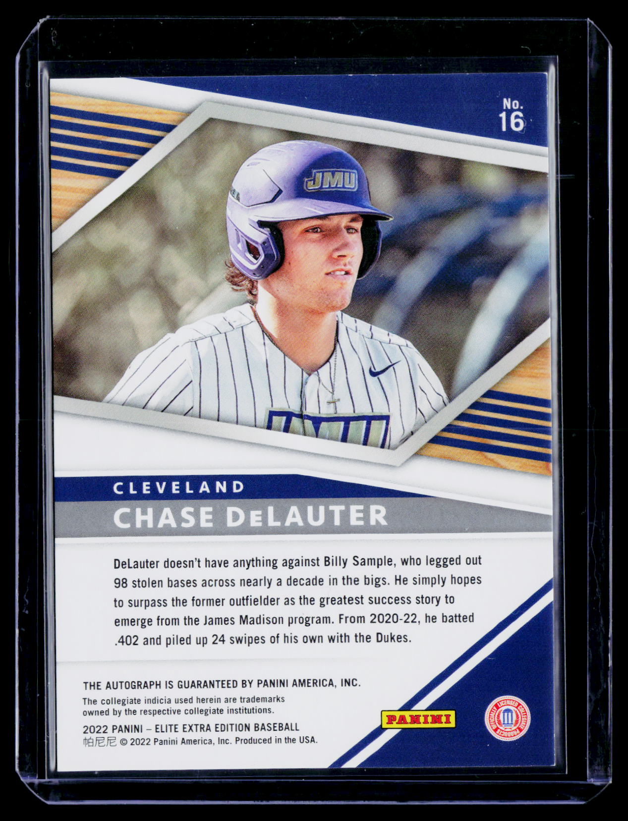2022 Panini Elite Extra Edition #16 Chase DeLauter Optic Signatures
