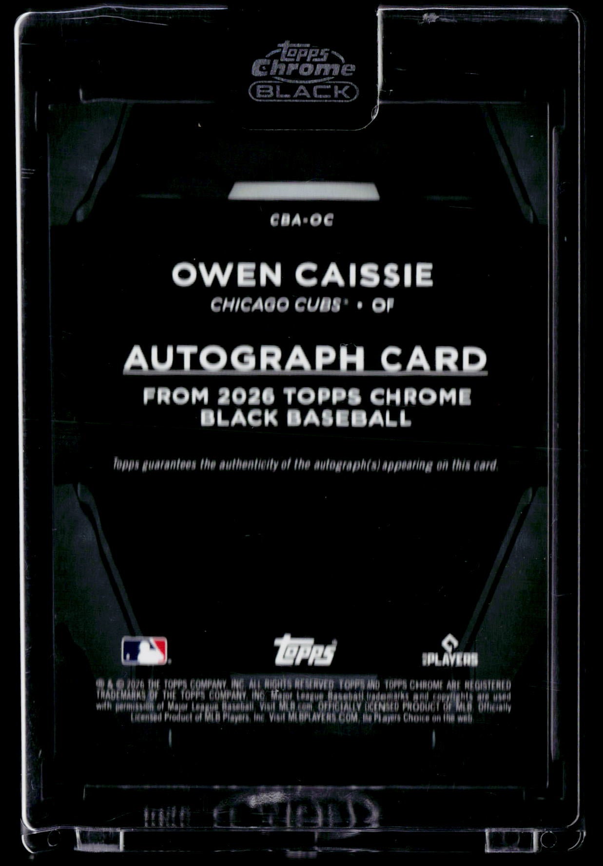 2026 Topps Chrome Black #CBA-OC Owen Caissie Autographs Gold Refractors #/50