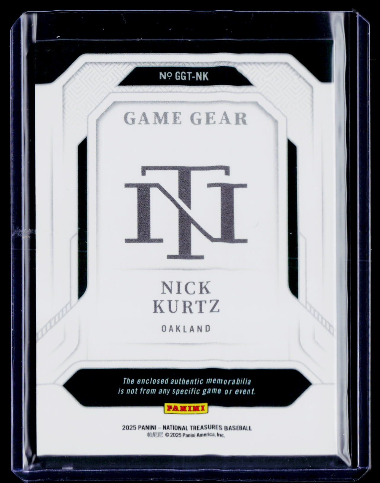 2025 Panini National Treasures #GGT-NK Nick Kurtz Game Gear Swatches Trio #/99