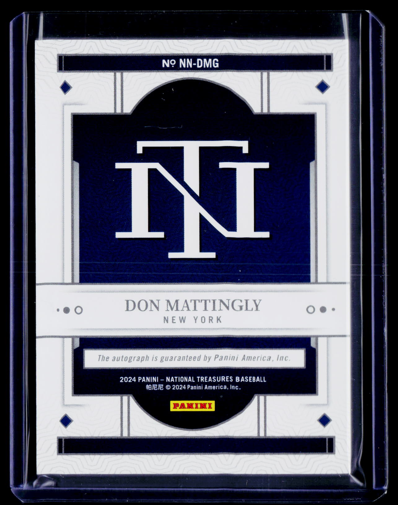 2025 Panini National Treasures Donnie Mattingly Auto - Notable Nicknames #/49