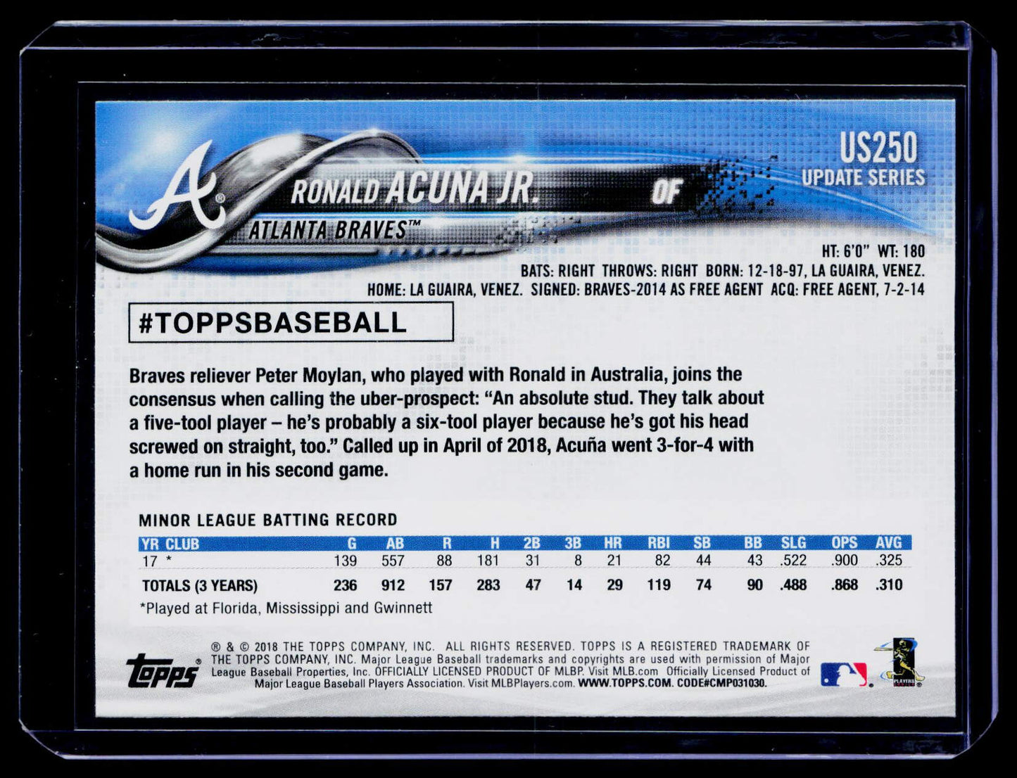 2018 Topps Update #US250c Ronald Acuna Jr. : Batting practice