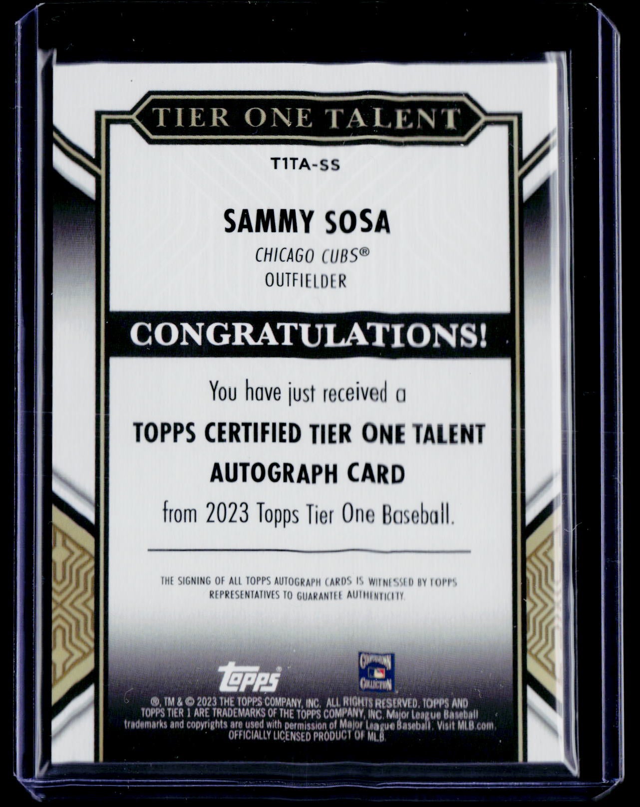 2023 Topps Tier One #T1TA-SS Sammy Sosa Tier One Talent Autographs #/75