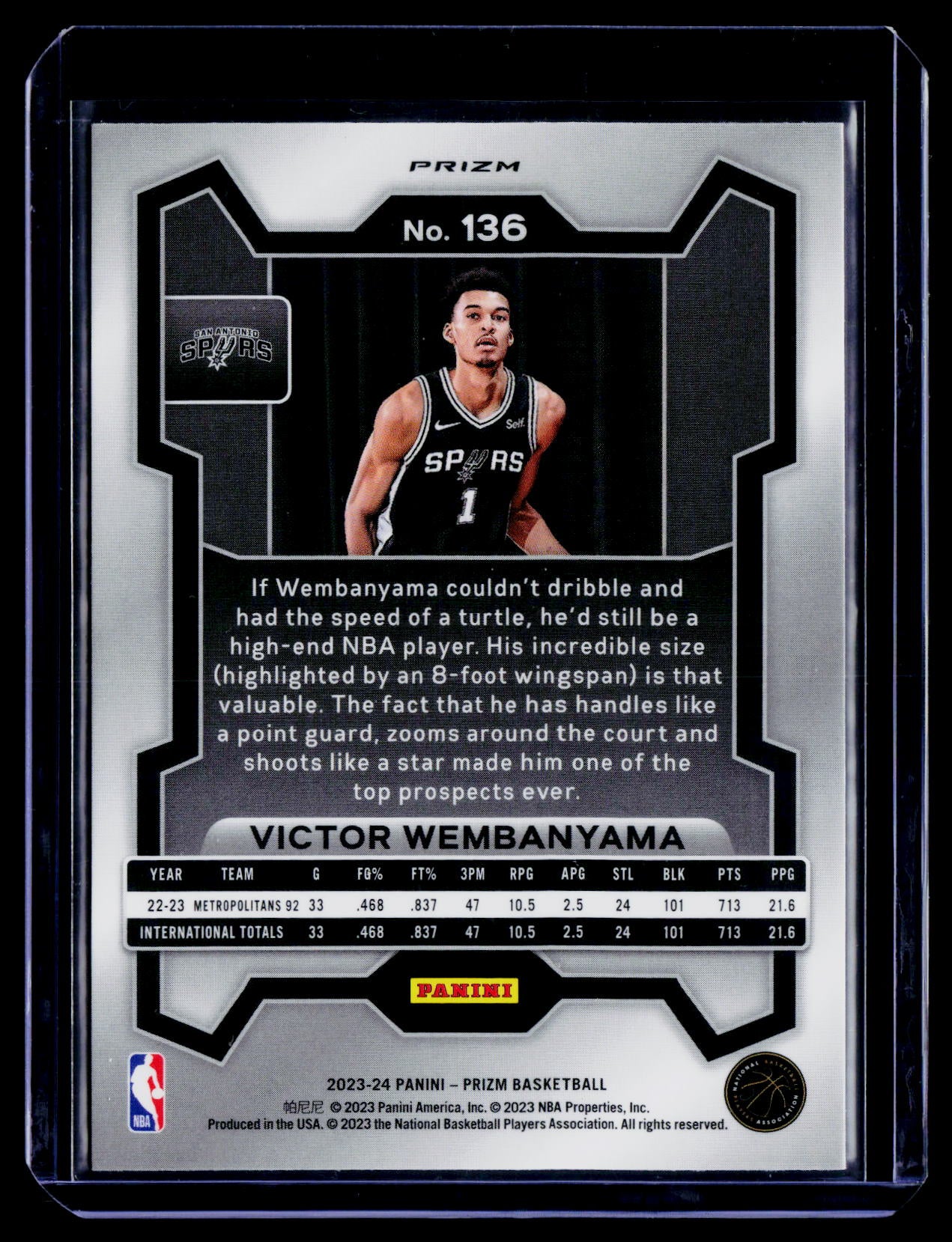 2023-24 Panini Prizm #136 Victor Wembanyama Prizms Green