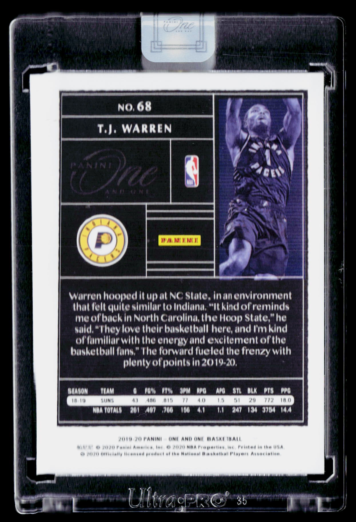 2019-20 Panini One and One #68 T.J. Warren Red #/15