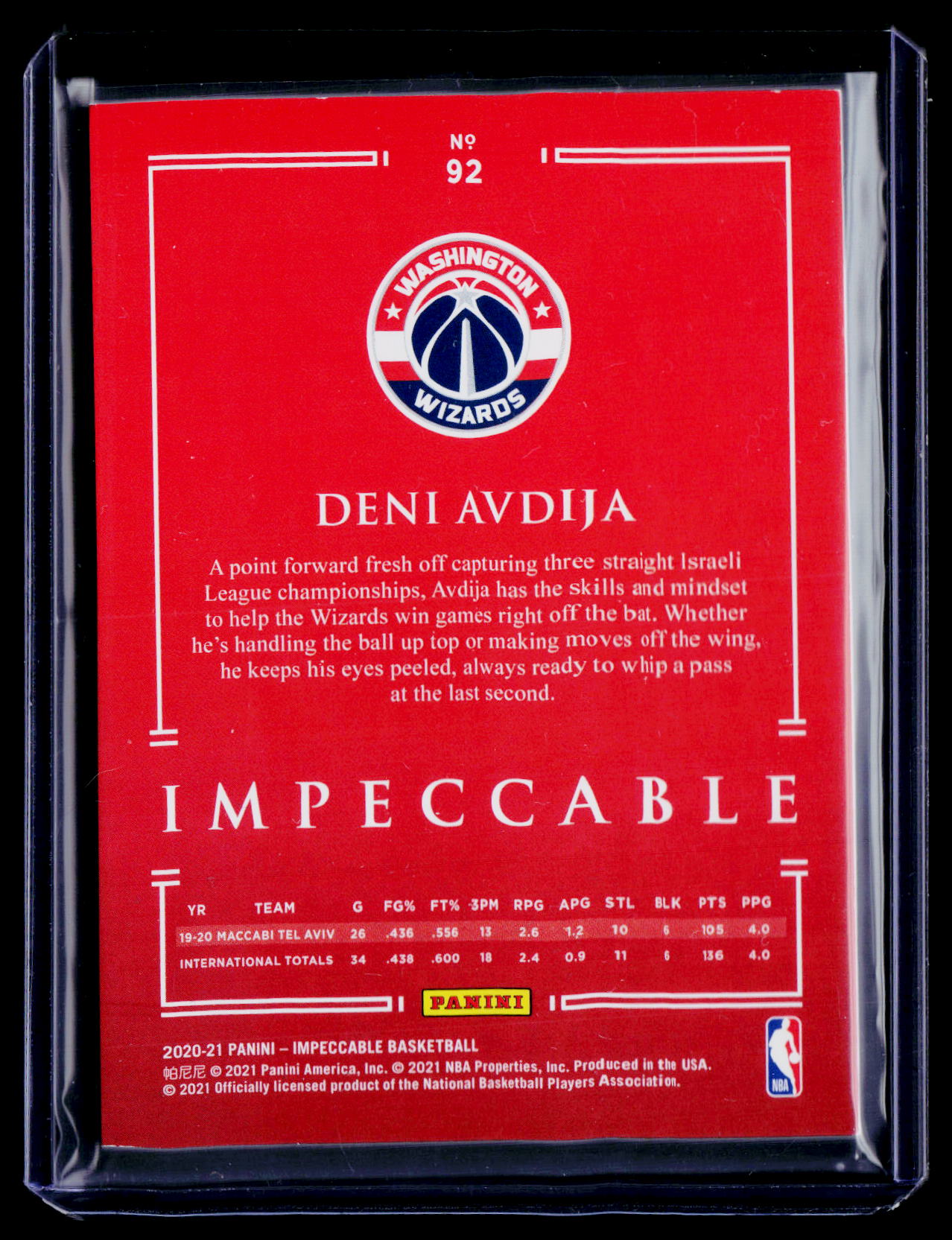 2020-21 Panini Impeccable #92 Deni Avdija Gold #/60