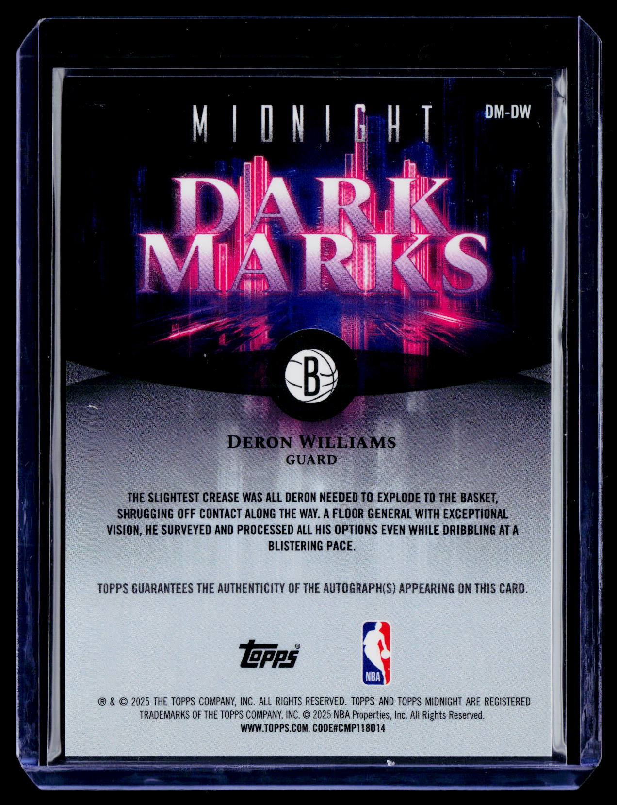 2025-26 Topps Midnight #DM-DW Deron Williams Dark Marks Signatures Dusk #/75