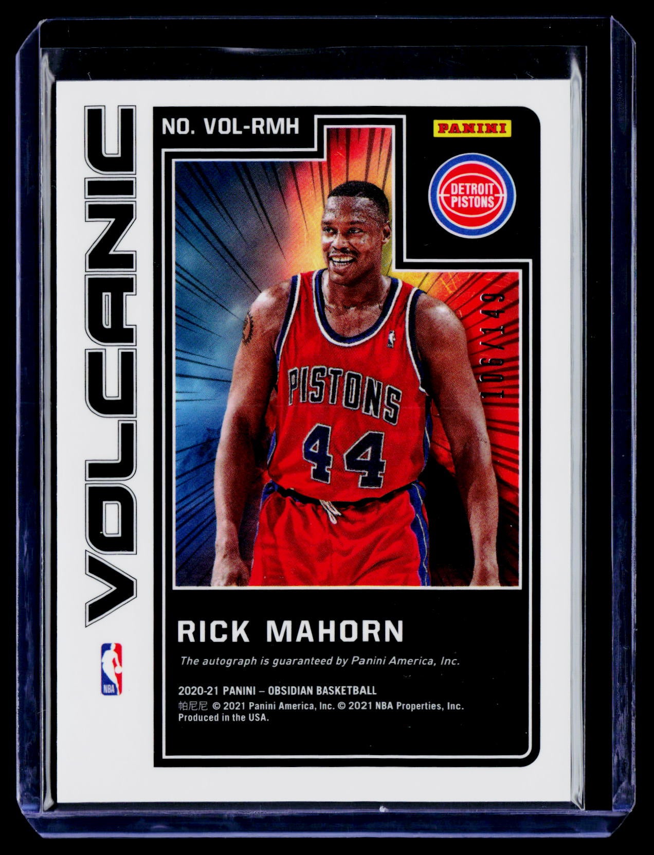 2020-21 Panini Obsidian #VOL-RMH Rick Mahorn Volcanic Signatures #/149