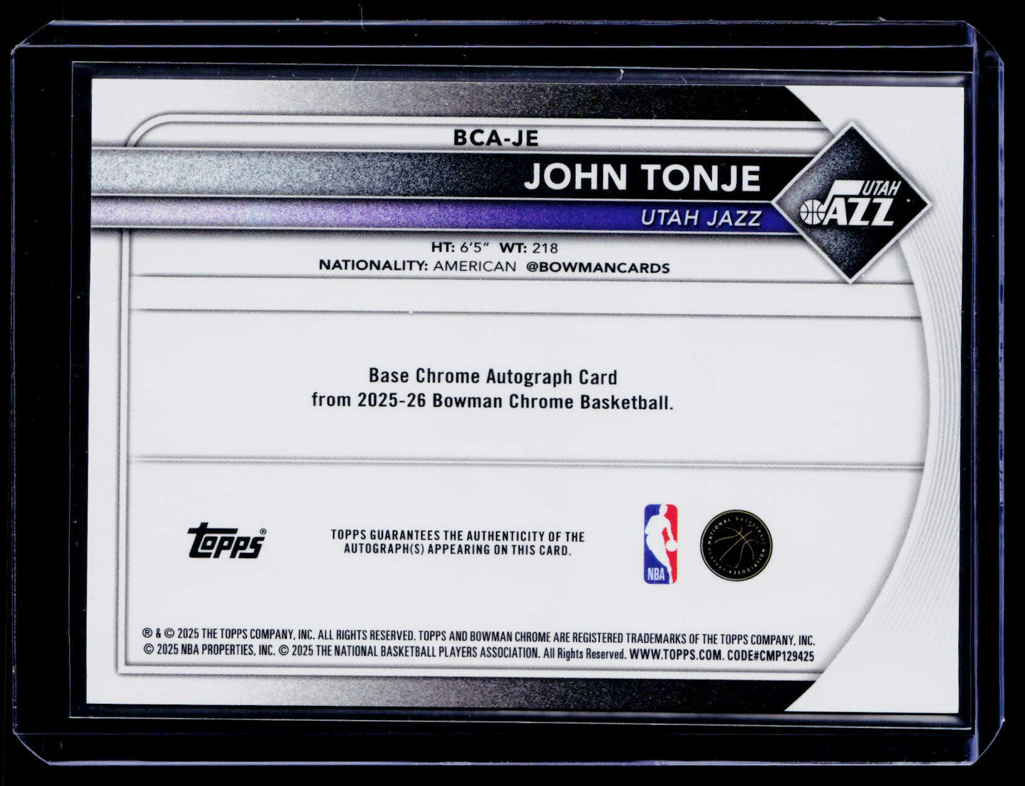 2025-26 Bowman #BCV-49 John Tonje Chrome Green Refractors #/99