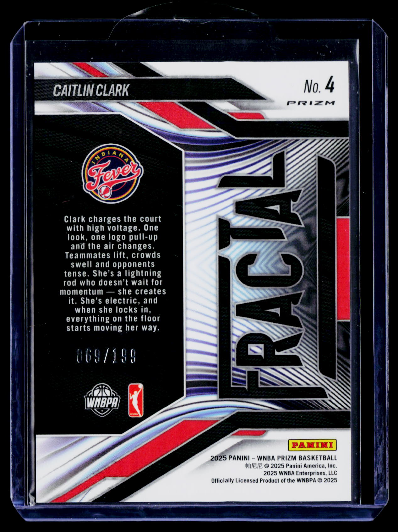 2025 Panini Prizm WNBA #4 Caitlin Clark Fractal #/199
