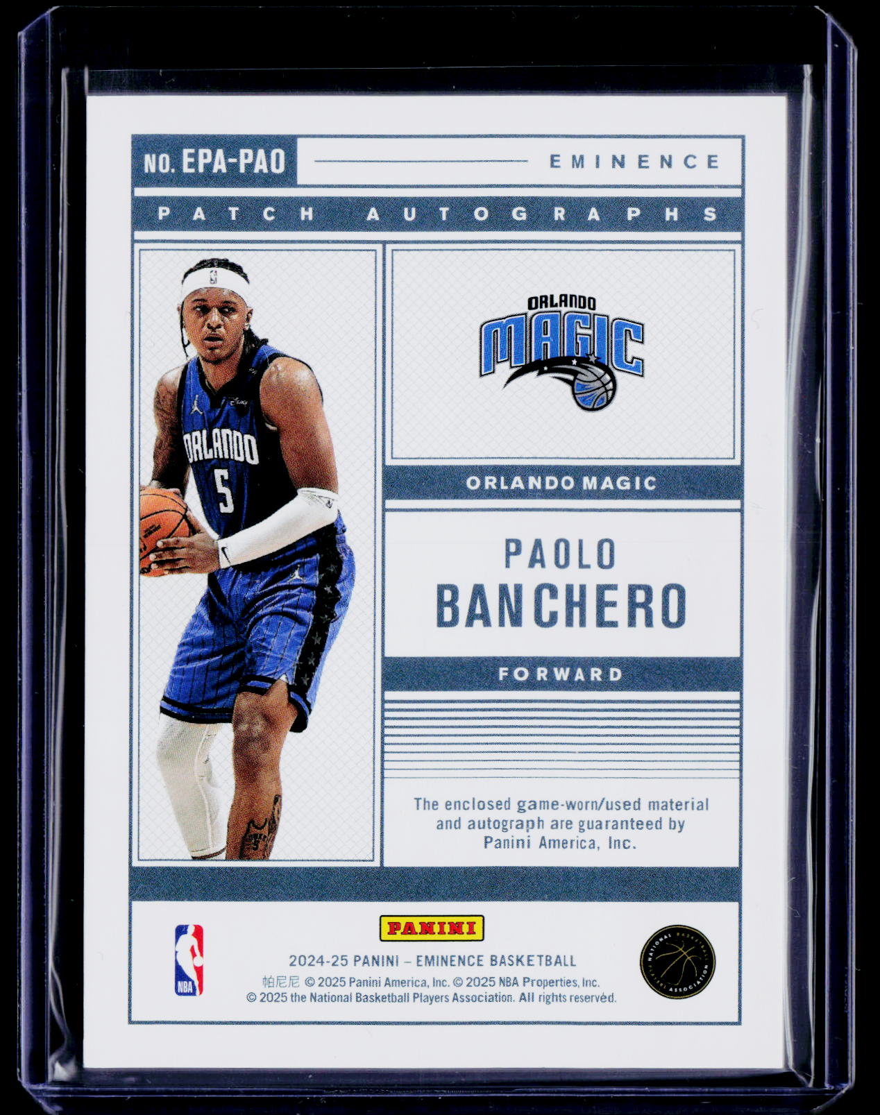 2024-25 Panini Eminence #EPA- PAO Paolo Banchero Holo Patch Auto #/10