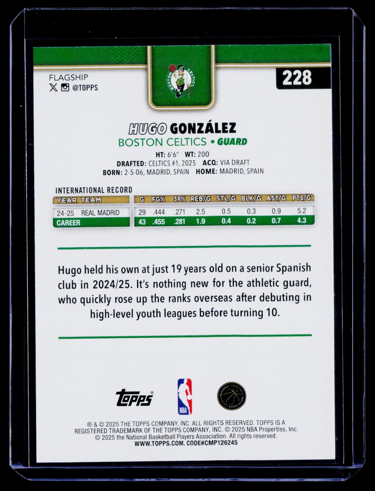 2025-26 Topps #228 Hugo González Team Logo Frame