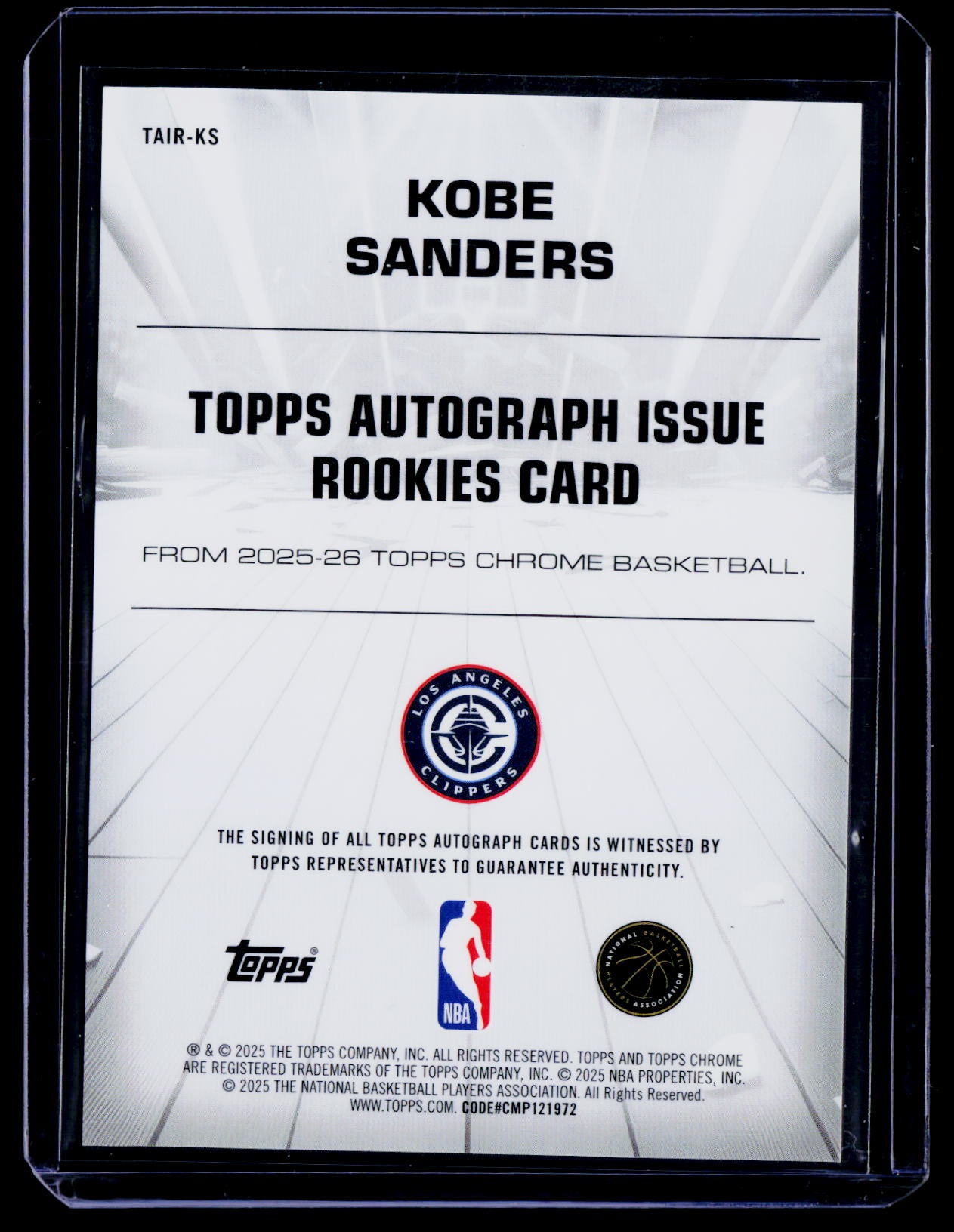2025-26 Topps Chrome Kobe Sanders Topps Certified Autograph Rookie