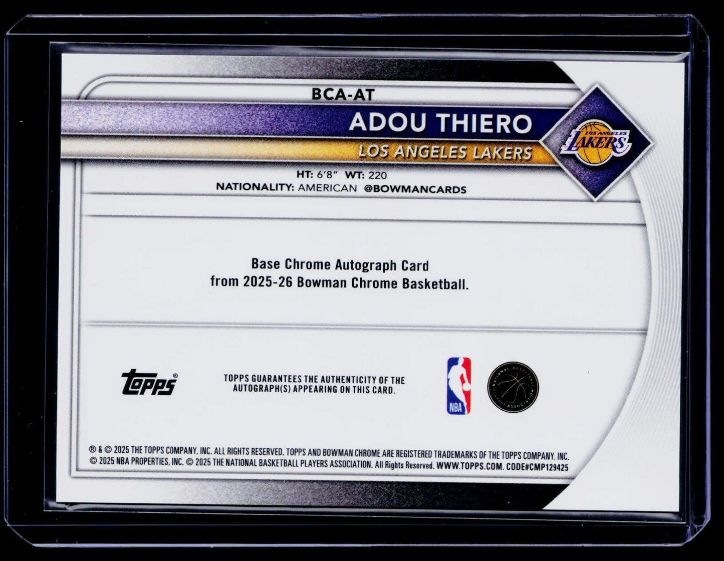 2025-26 Bowman #BCA-AT Adou Thiero Chrome Autographs Green Mojo #/99