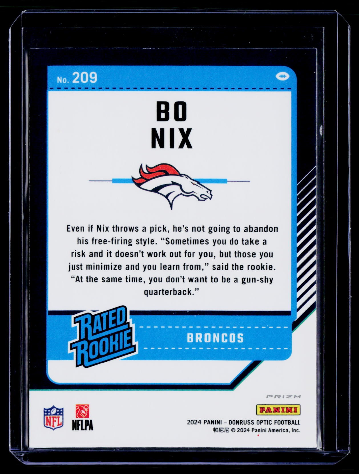 2024 Donruss Optic #209 Bo Nix Purple Shock