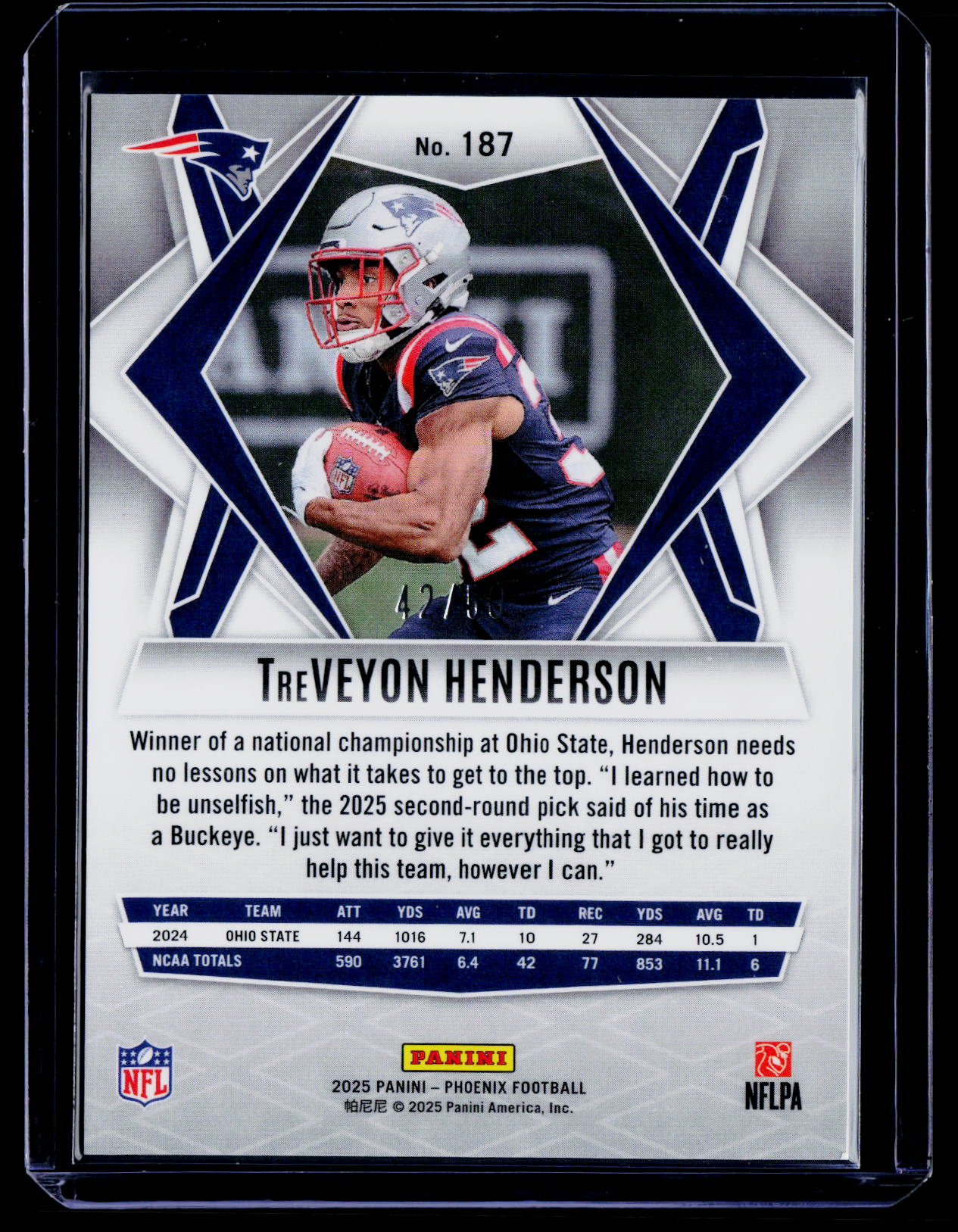2025 Panini Phoenix #187 TreVeyon Henderson Bronze Hyper Prizm #/50