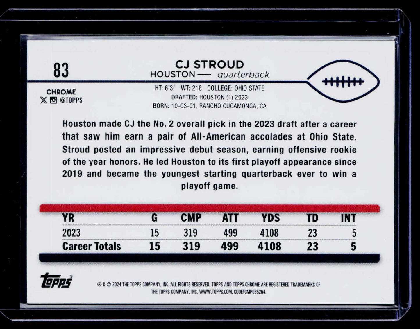 2024 Topps Chrome #83 CJ Stroud Orange Refractor #/25