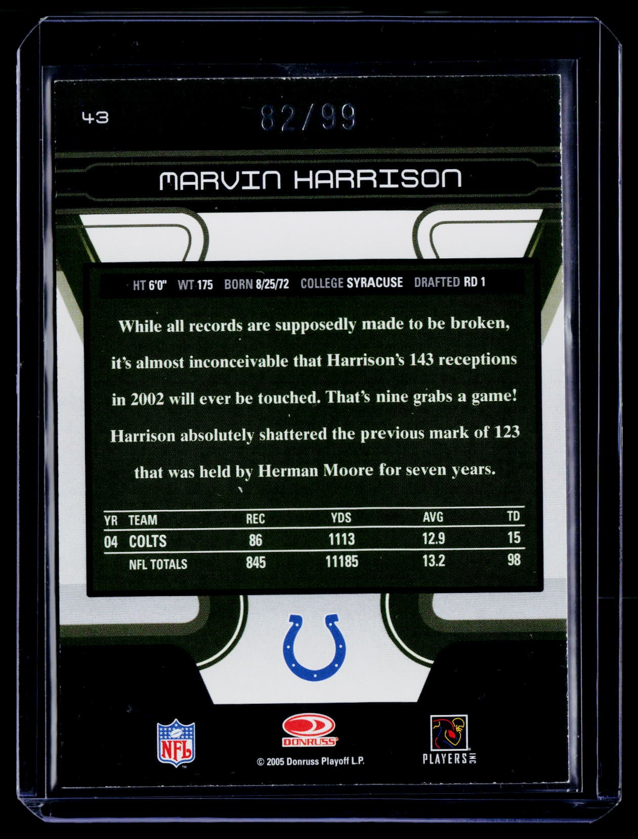 2005 Donruss Zenith #43 Marvin Harrison