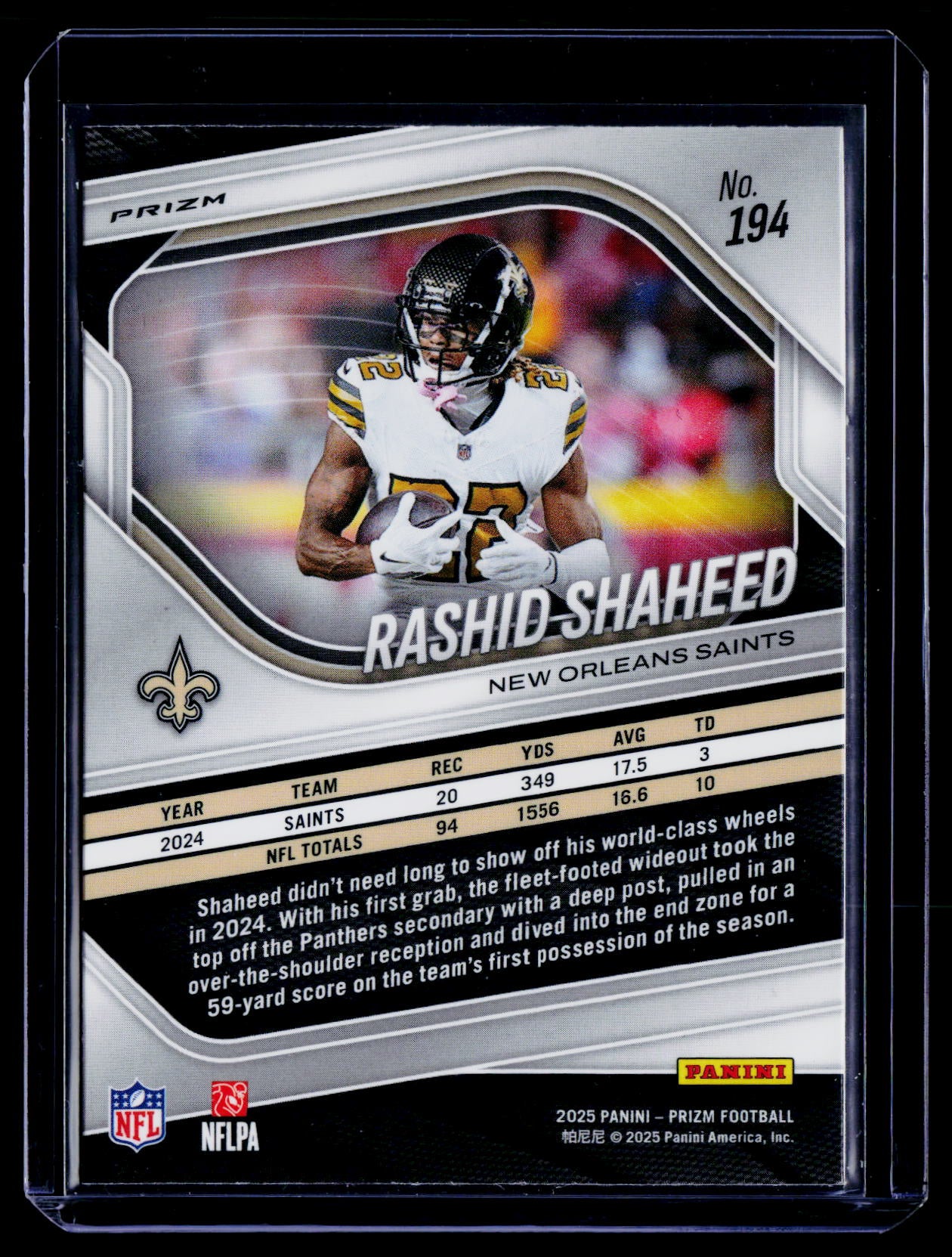 2025 Panini Prizm #194 Rashid Shaheed Black and Red Checker