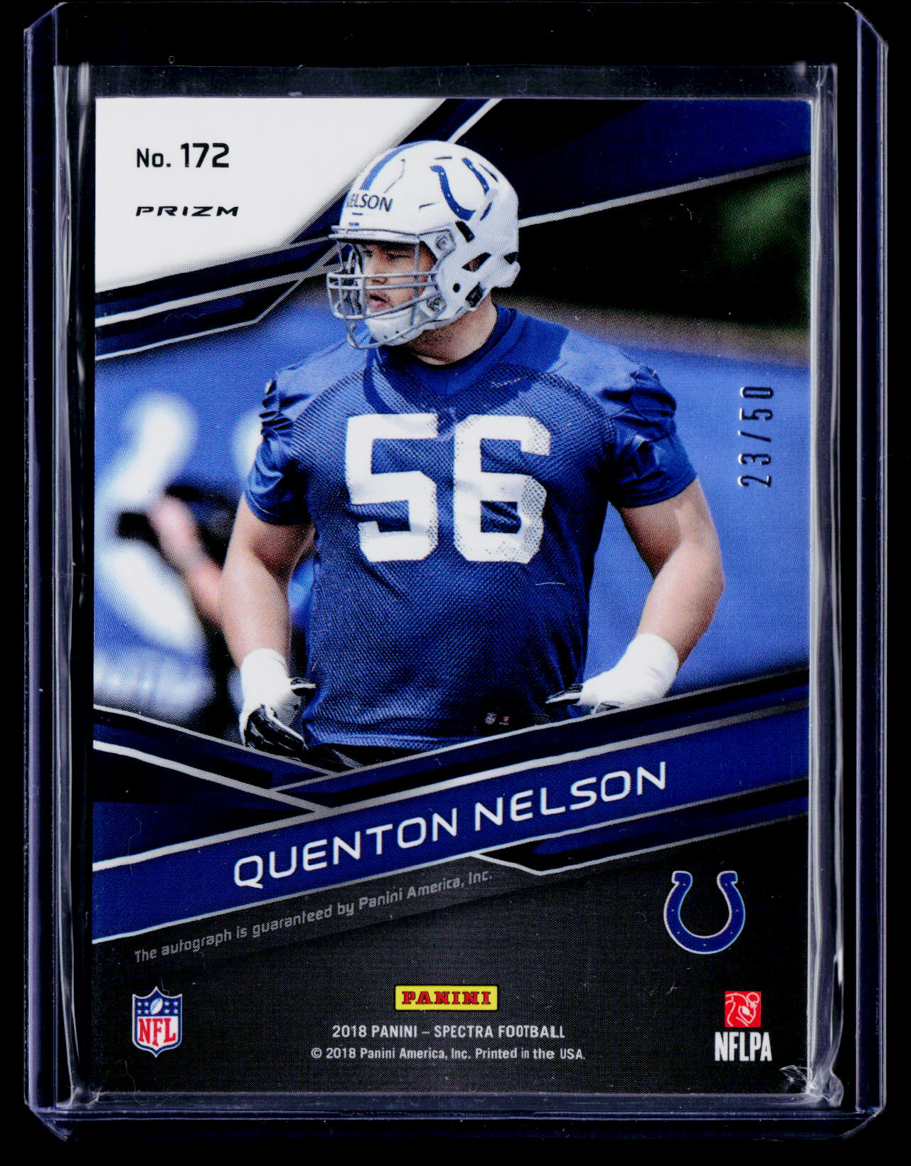 2018 Panini Spectra #172 Quenton Nelson Neon Pink #/50