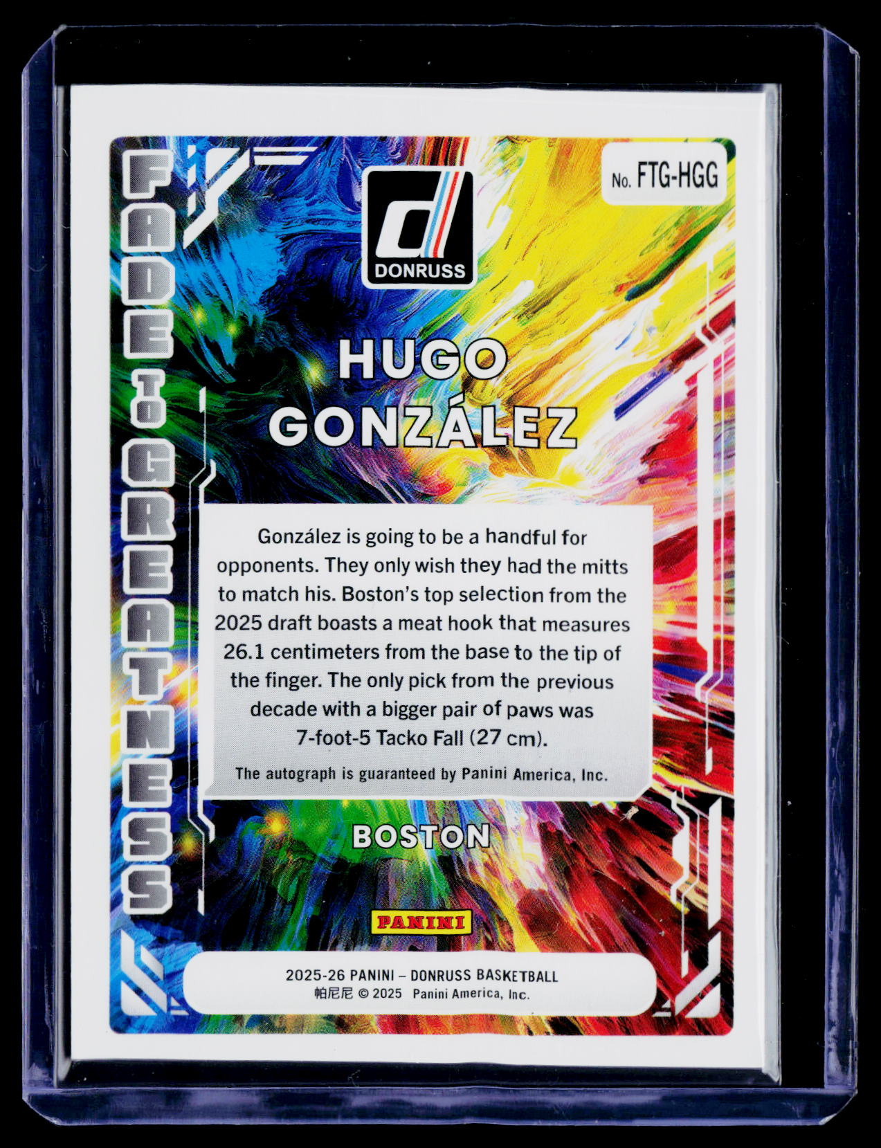 2025-26 Donruss Hugo González Fade to Greatness Auto #/75