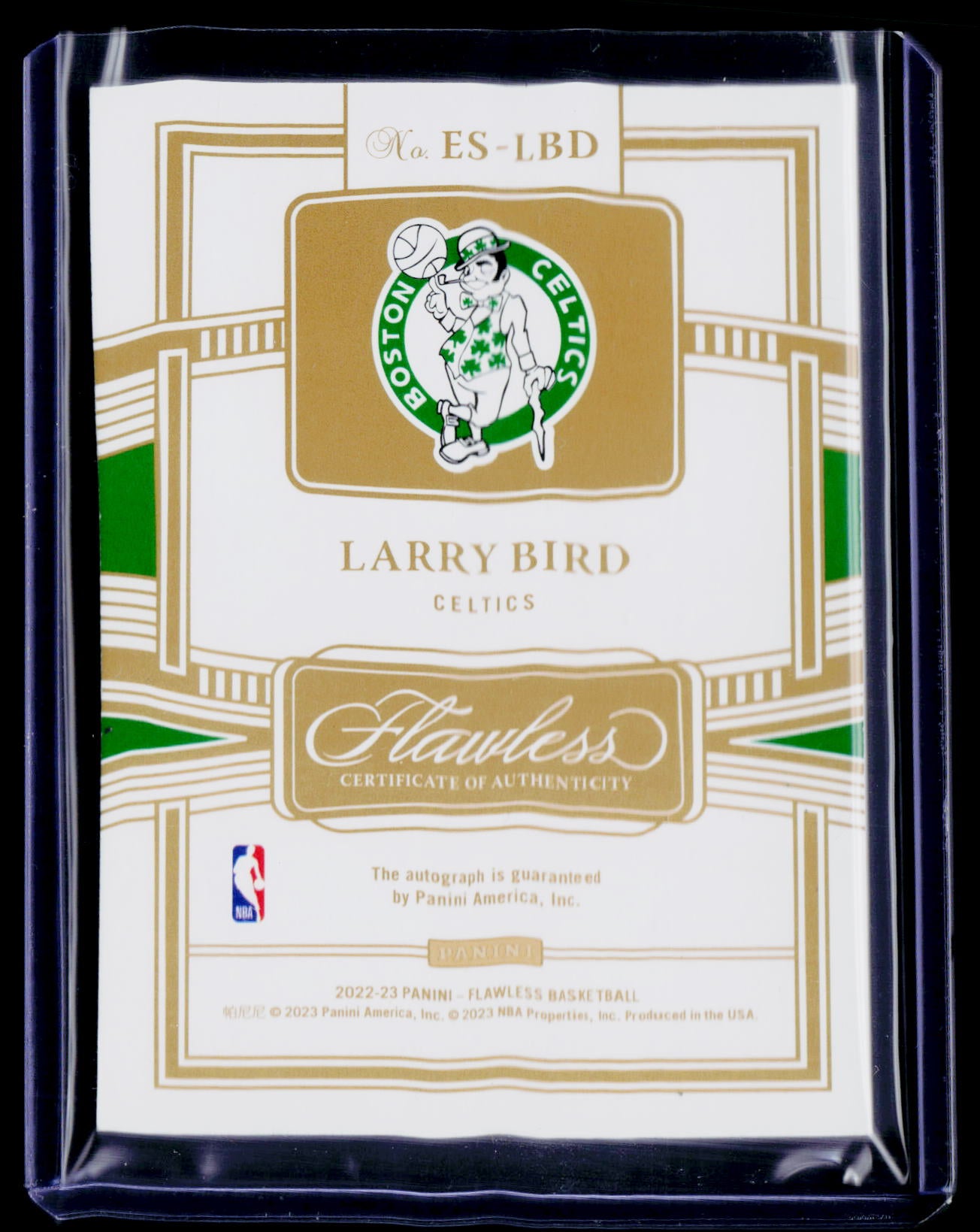2022-23 Panini Flawless #ES-LBD Larry Bird Enshrined Signatures #/3