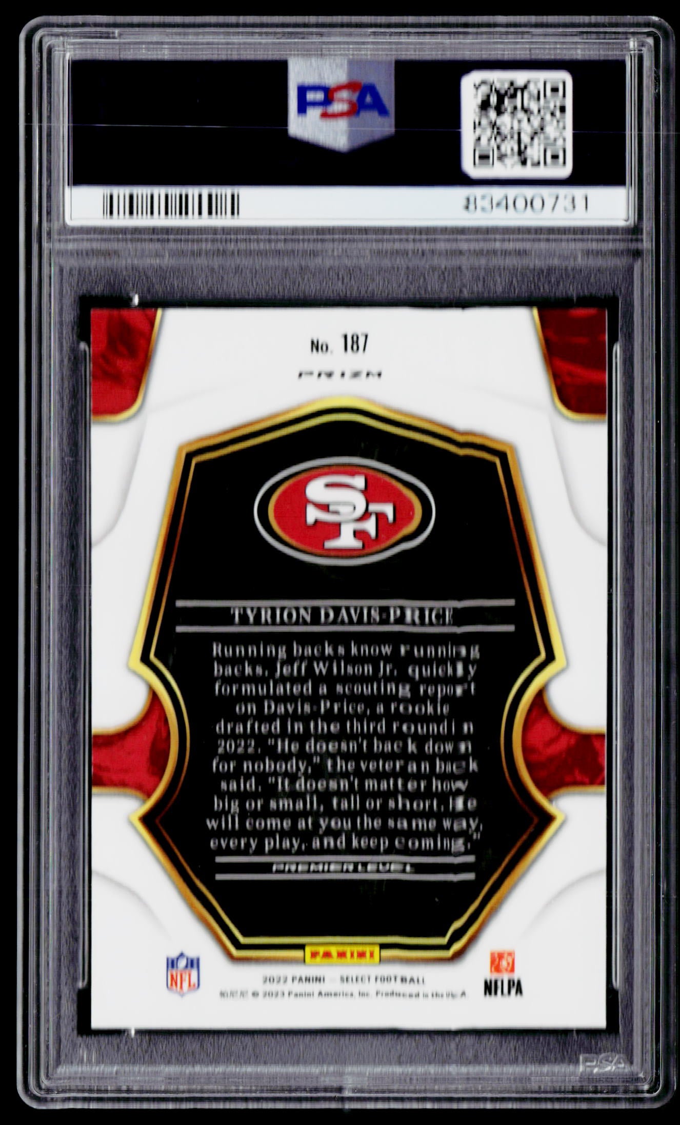 2022 Panini Select #187 Tyrion Davis-Price Cosmic PSA 10