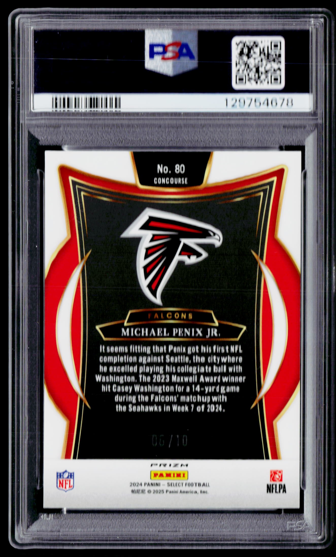 2024 Panini Select #80 Michael Penix Jr. Gold Shock PSA 10 #/10