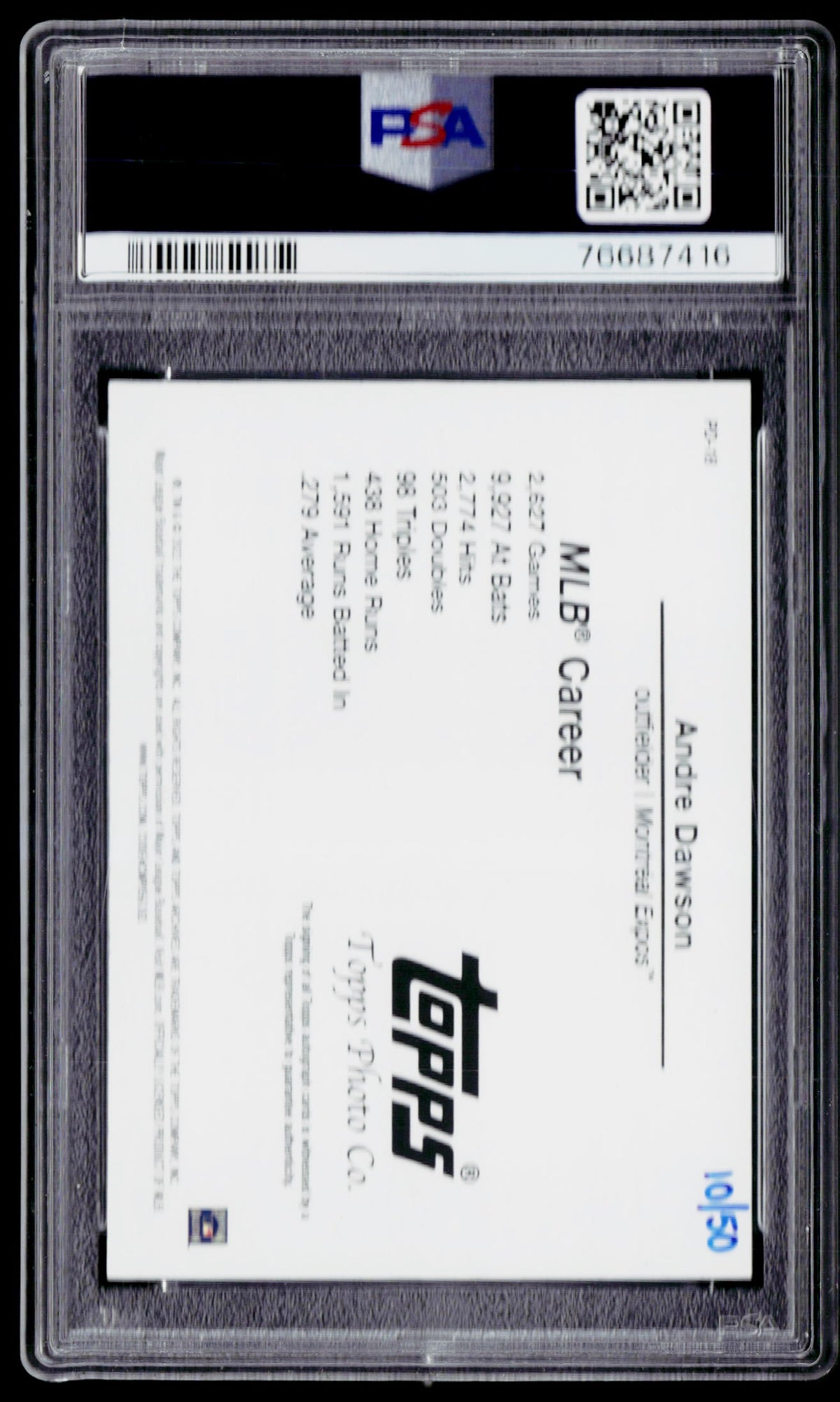 2022 Topps Archives Snapshots #PD-18 Andre Dawson Picture Day PSA 10 #/50