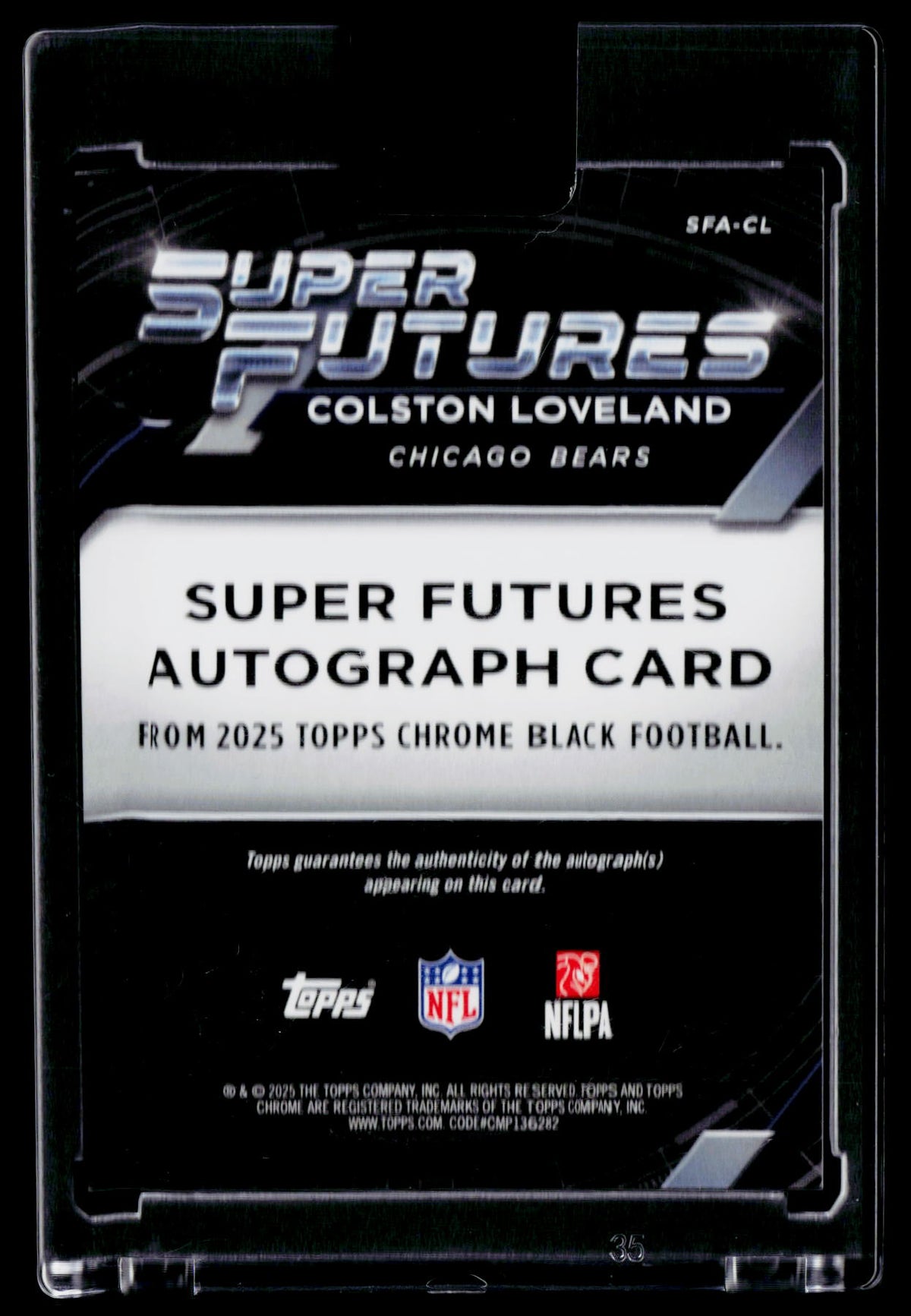 2025 Topps Chrome Black Colston Loveland Autographs Gold Refractor #/50