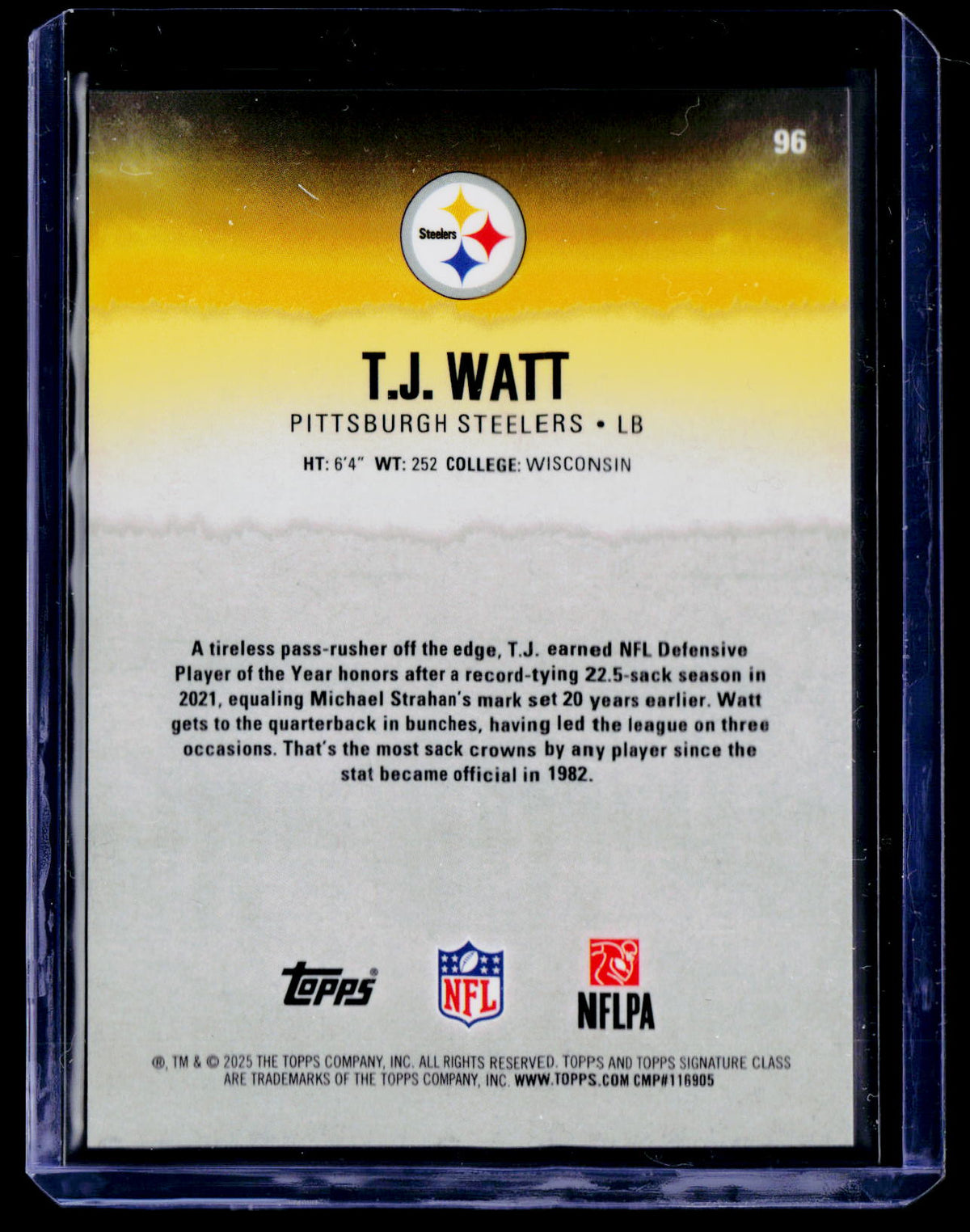 2025 Topps Signature Class #96 T.J. Watt Red Lava #/25