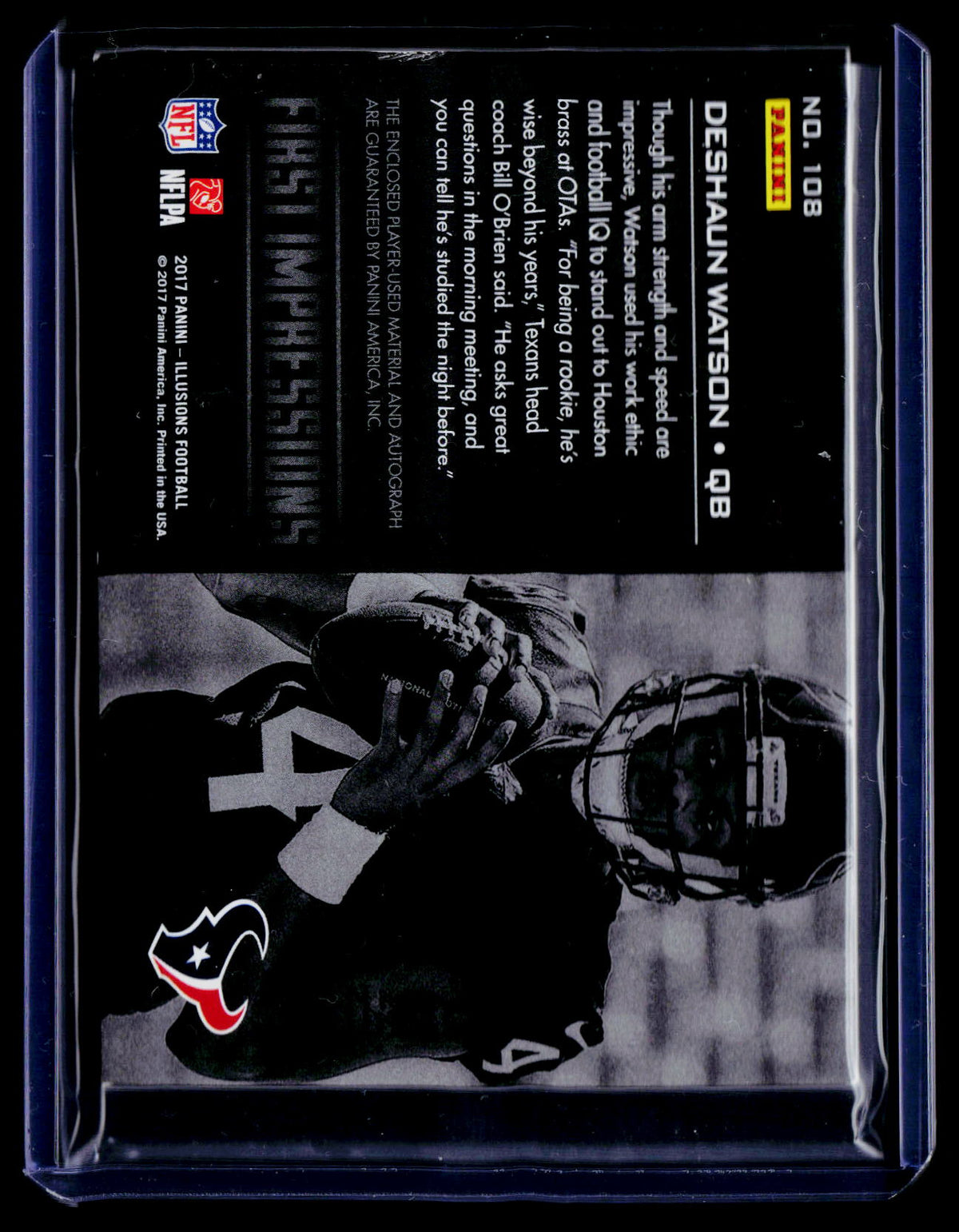 2017 Panini Illusions #108 Deshaun Watson #/50 Patch Auto