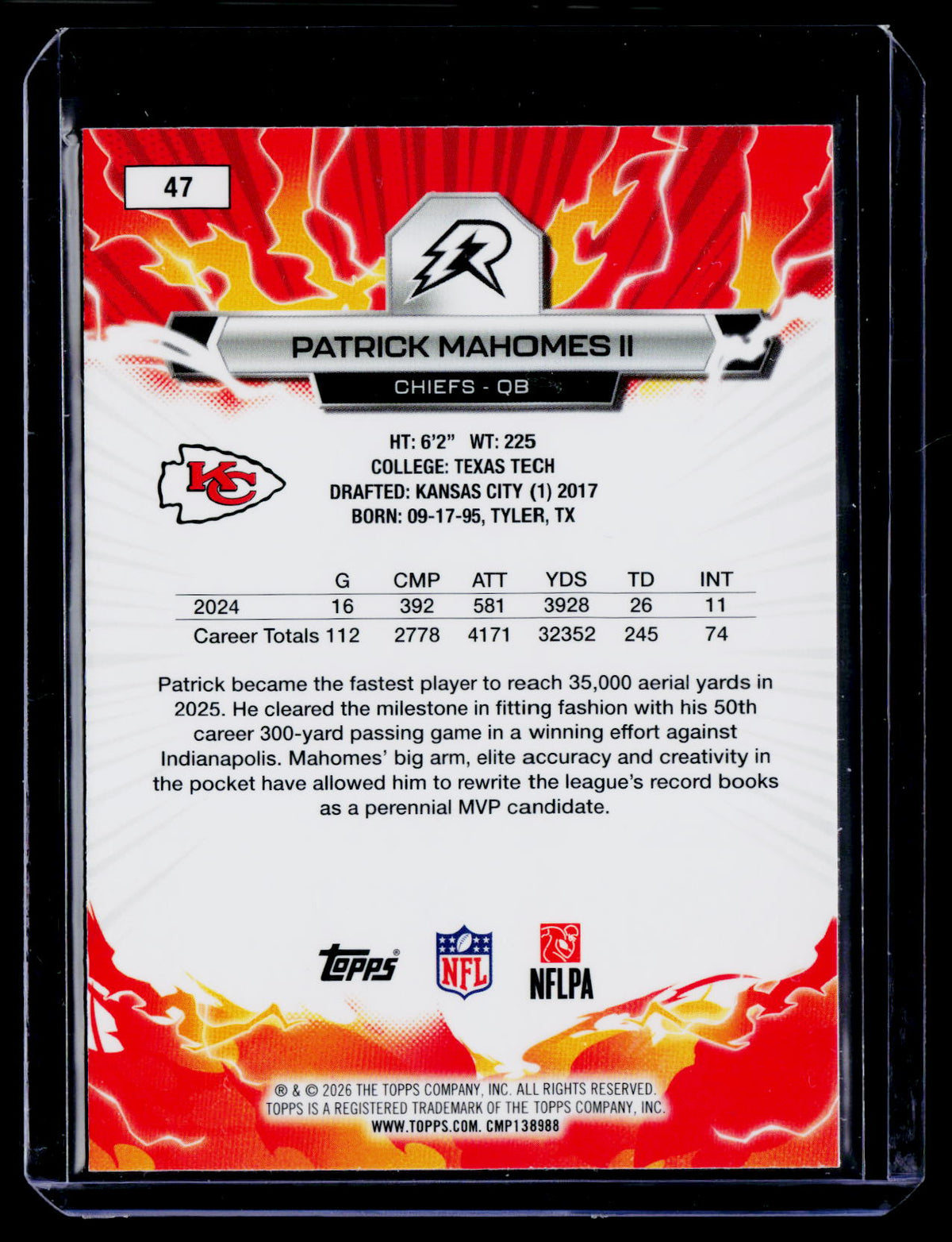 2025 Topps Resurgence #47 Patrick Mahomes II White Surge Refractor #/125