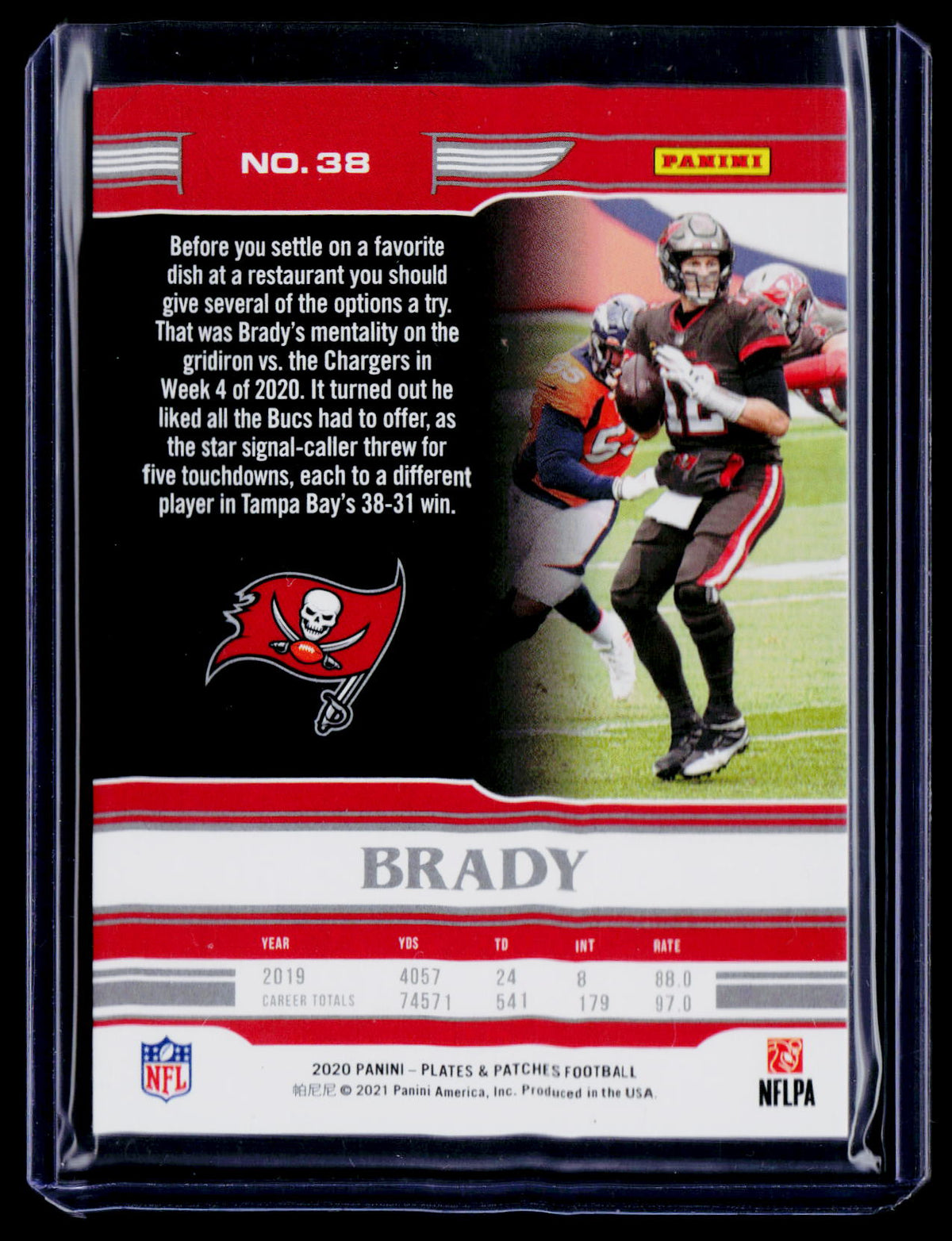 2020 Panini Plates & Patches #38 Tom Brady #/70
