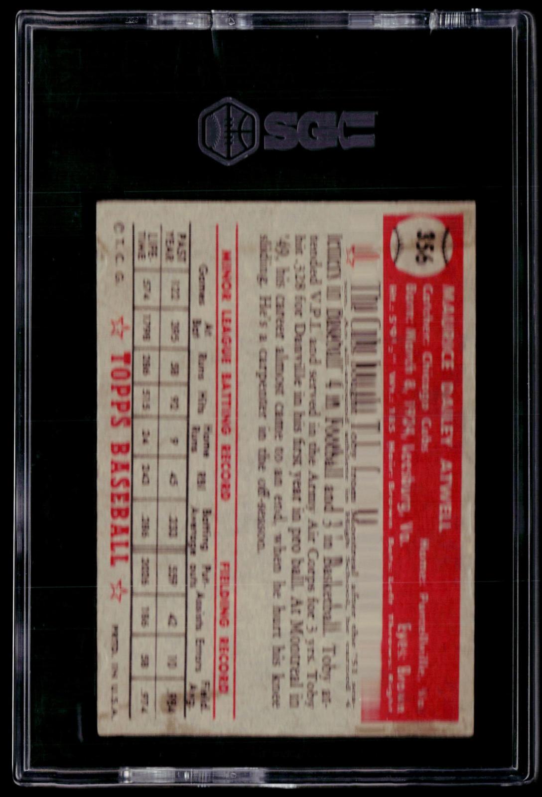 1952 Topps #356 Toby Atwell SGC 3